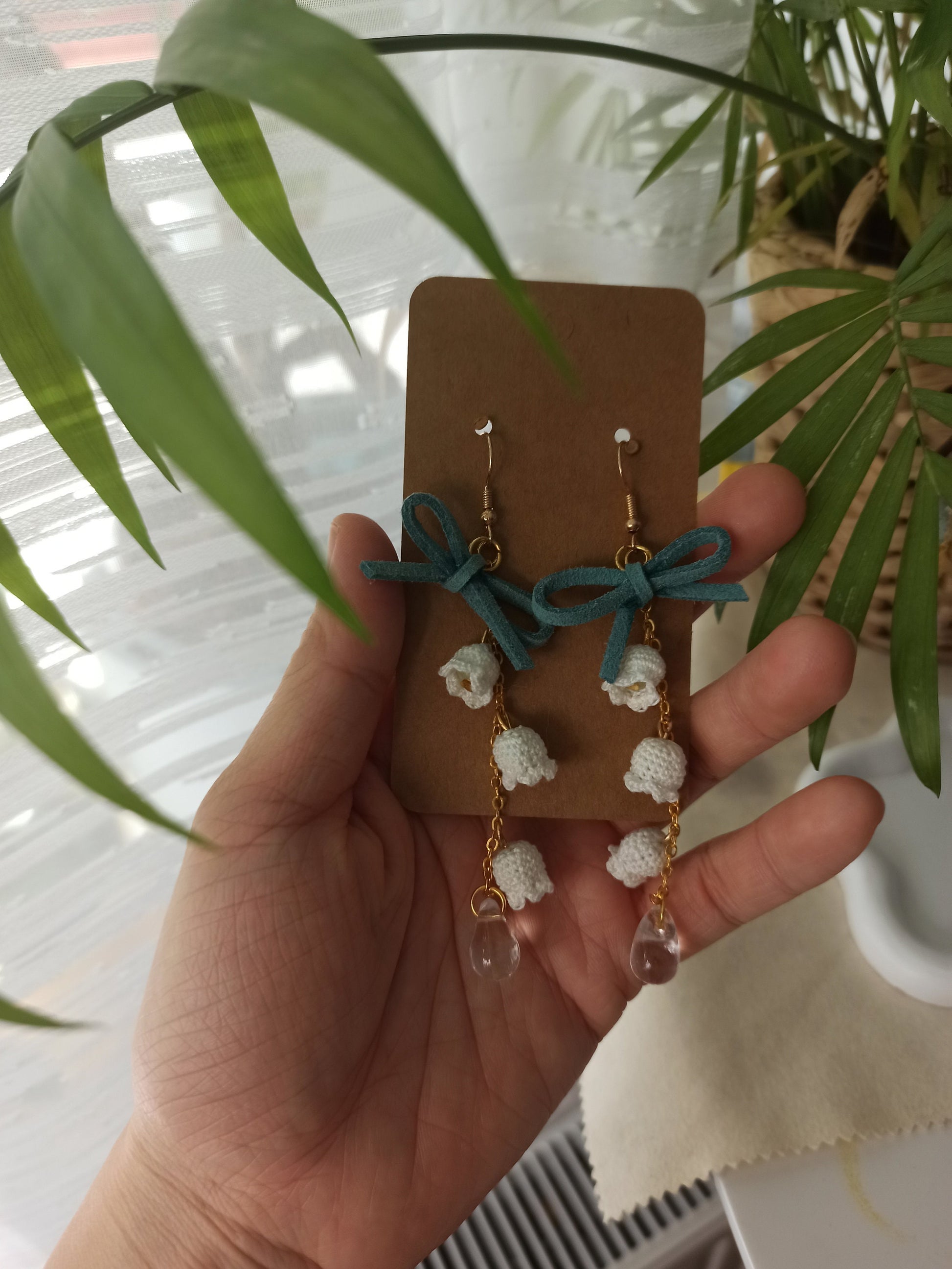 Lily of the Valley Earrings | Micro Crochet Flower Jewelry