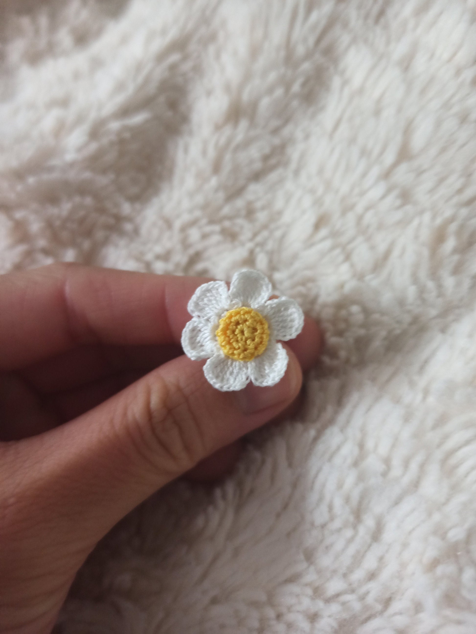 Daisy Crochet Ring | Micro Crochet Flower Ring | Adjustable Handmade Floral Jewelry | Boho Gift for Her | Spring Ring