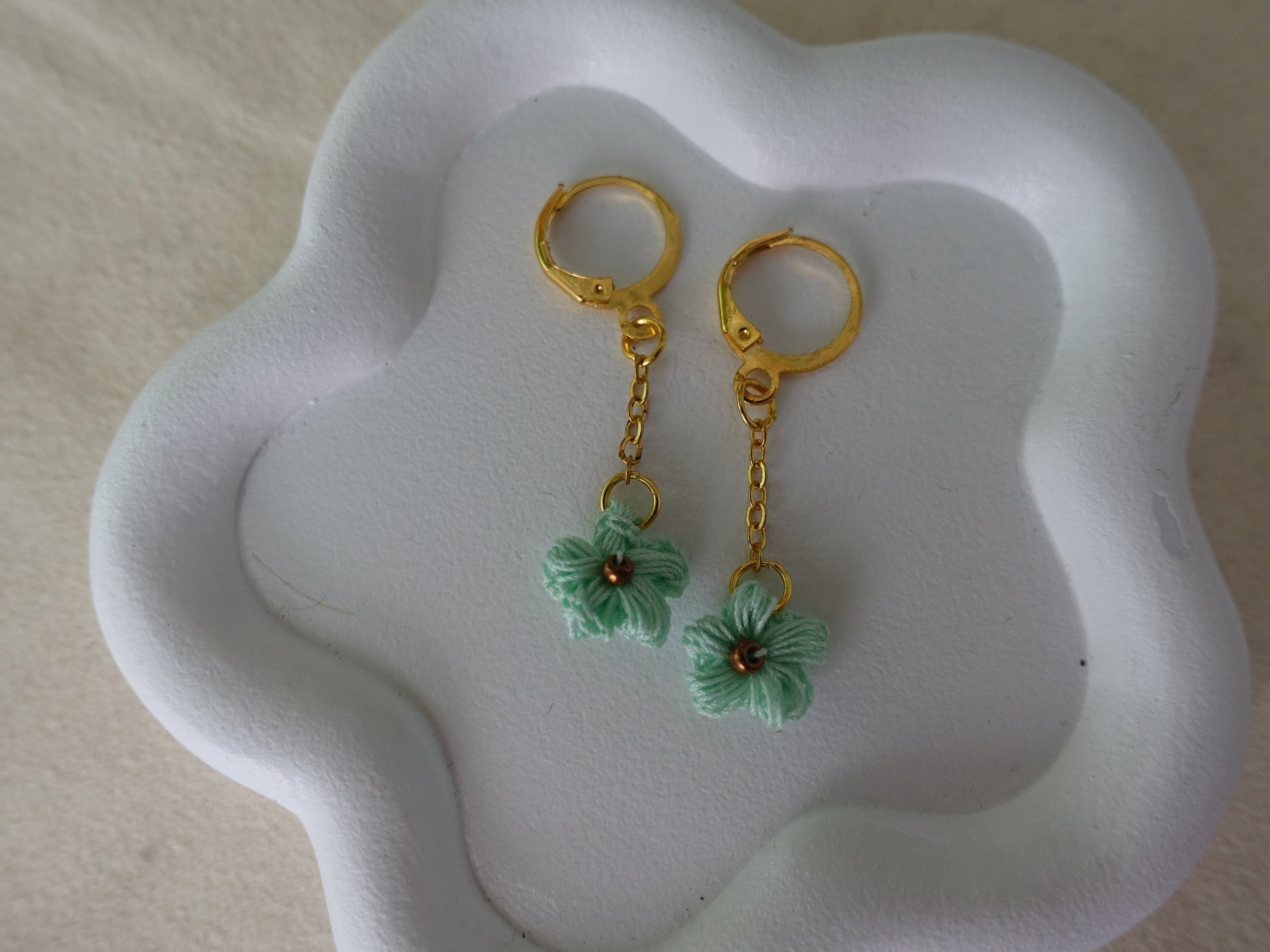 Dainty micro crochet flower earrings