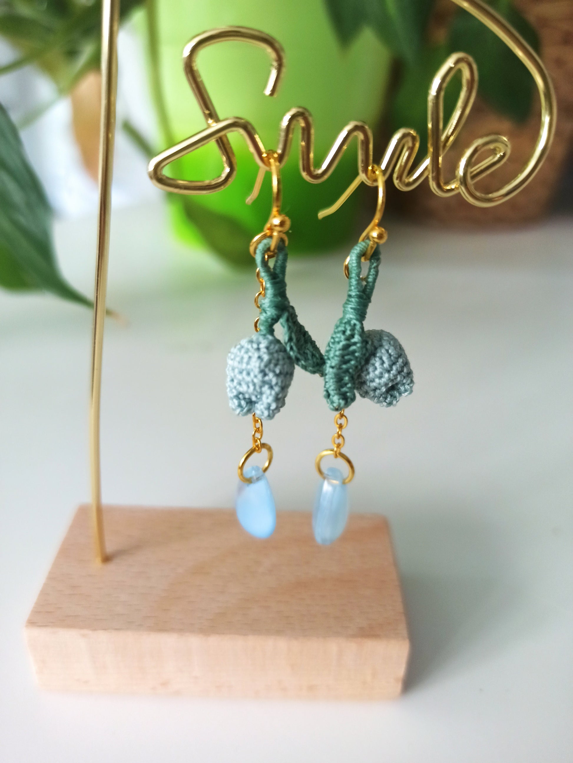 Mini handmade tulip crochet earrings