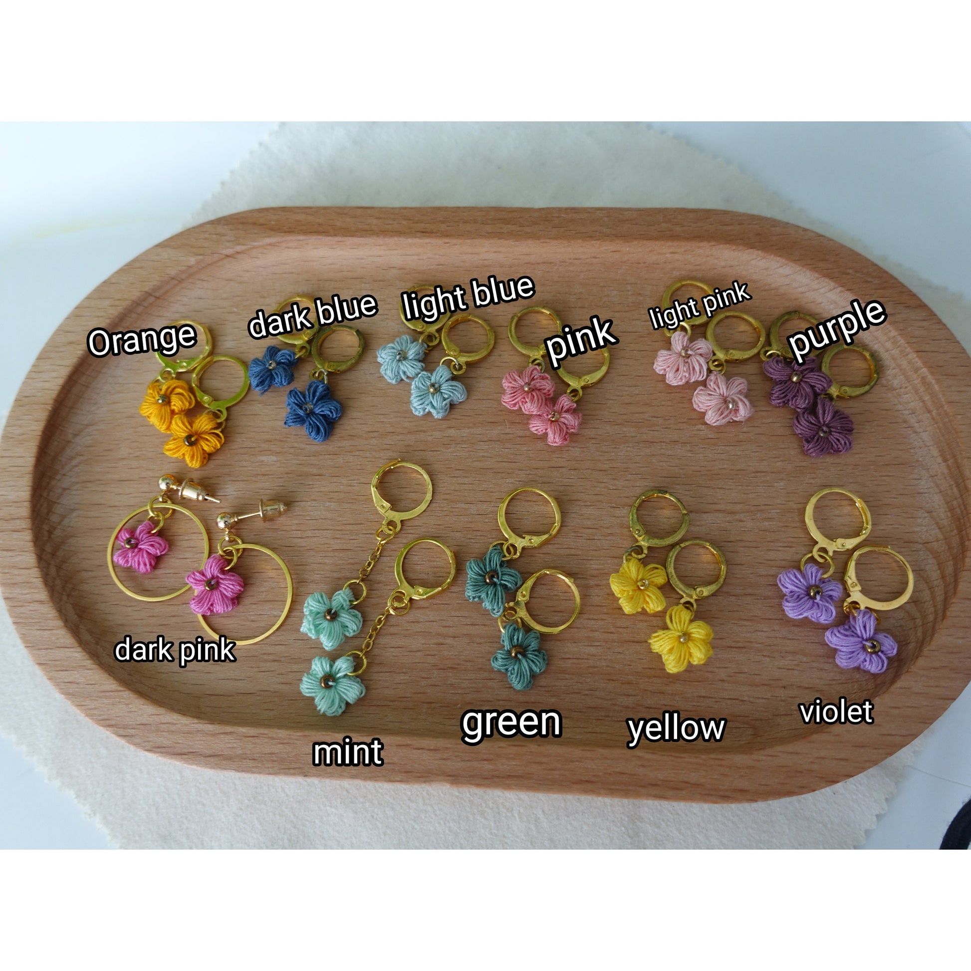 Dainty micro crochet flower earrings