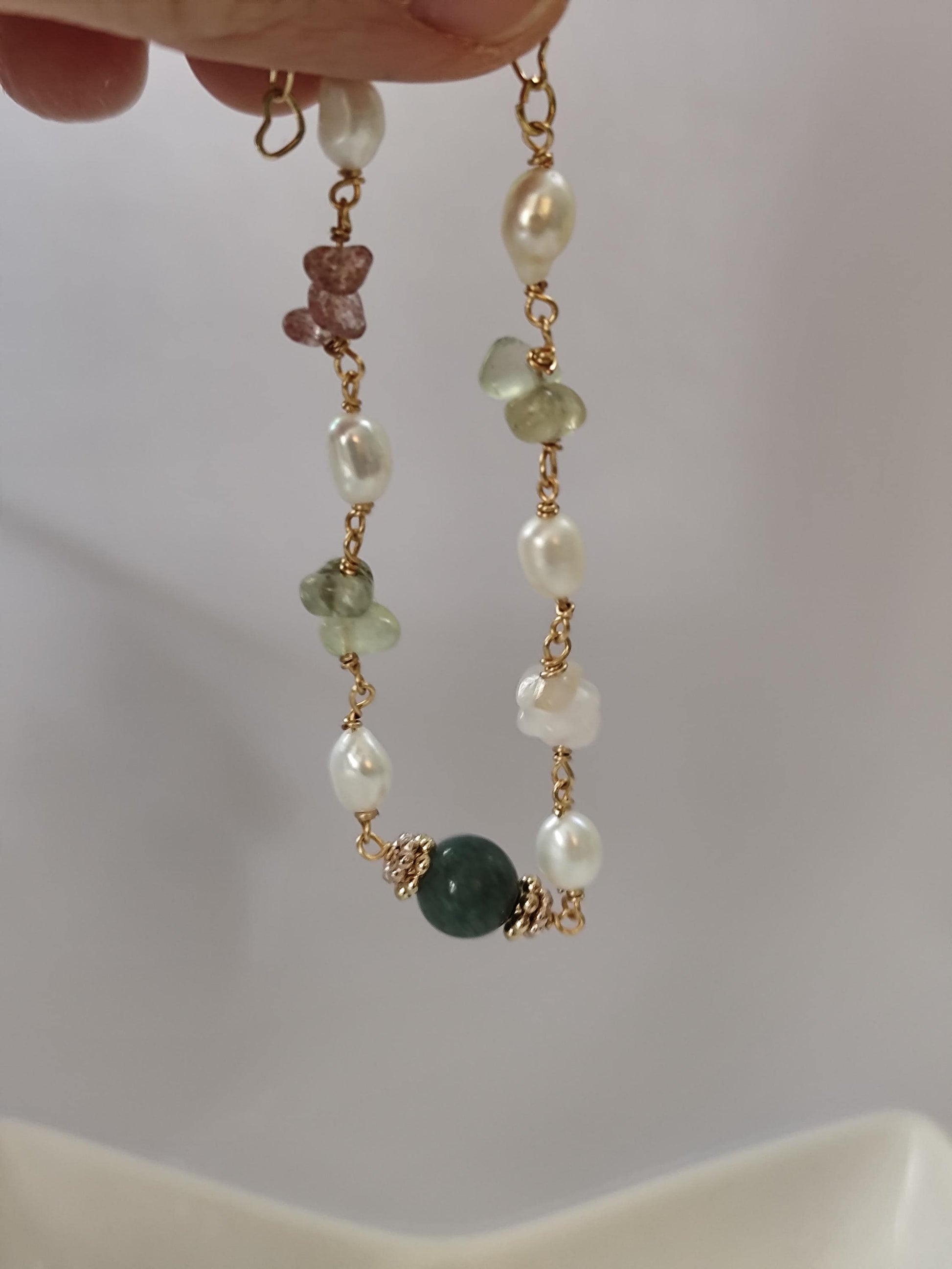 freshwater pearl and gemstone bracelet | summer jewelry| elegant