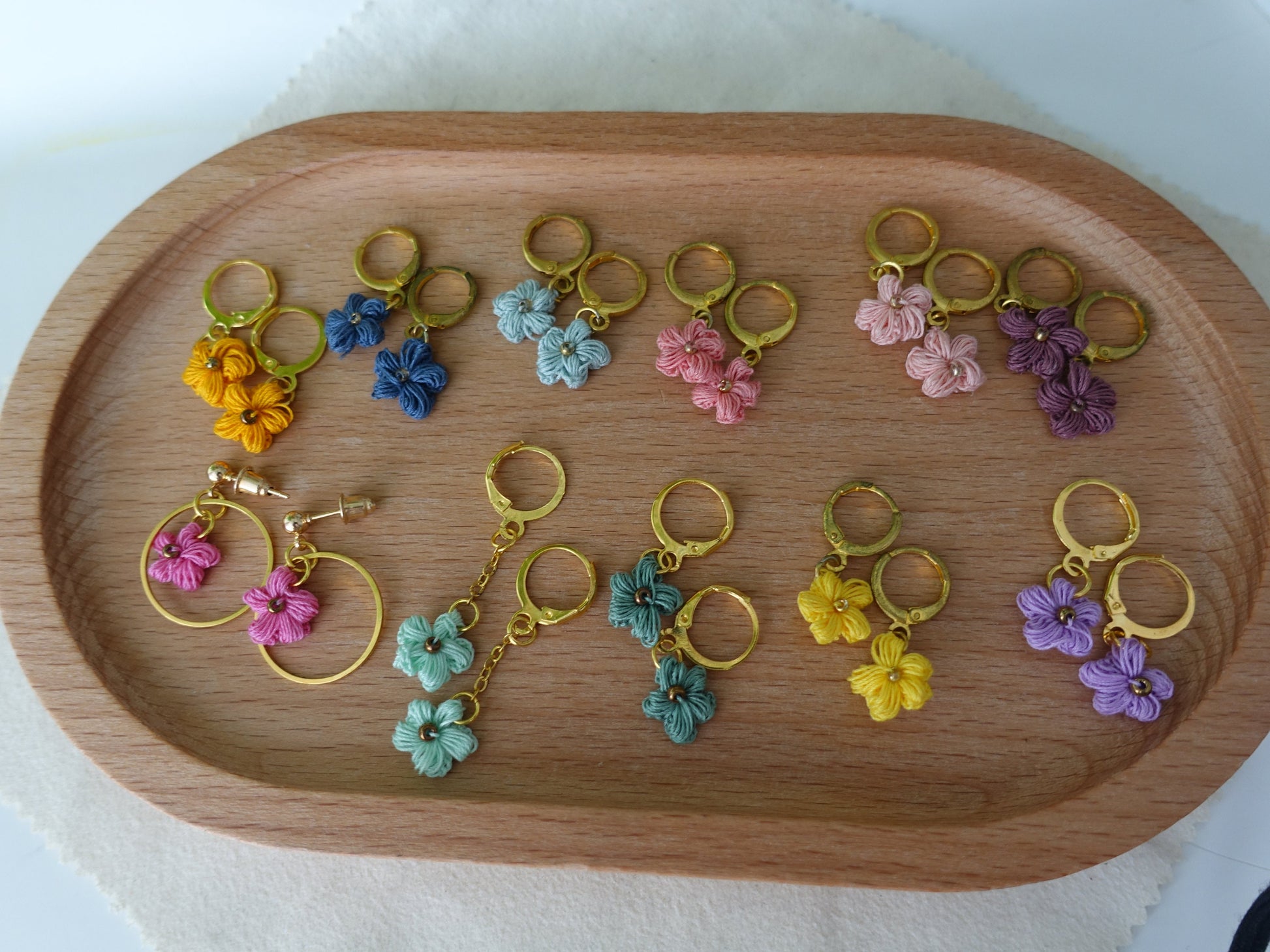 Dainty micro crochet flower earrings