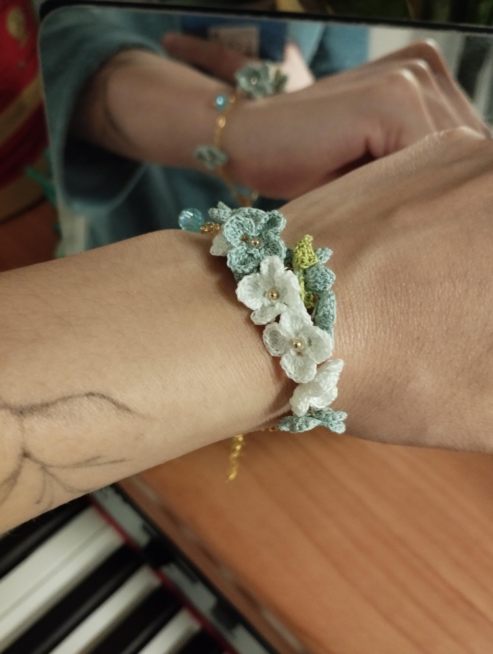 Micro Crochet Small Flower Bracelet | Handmade Floral Jewelry | Unique Gift | Valentine's Day | Spring vibe | summer jewelry