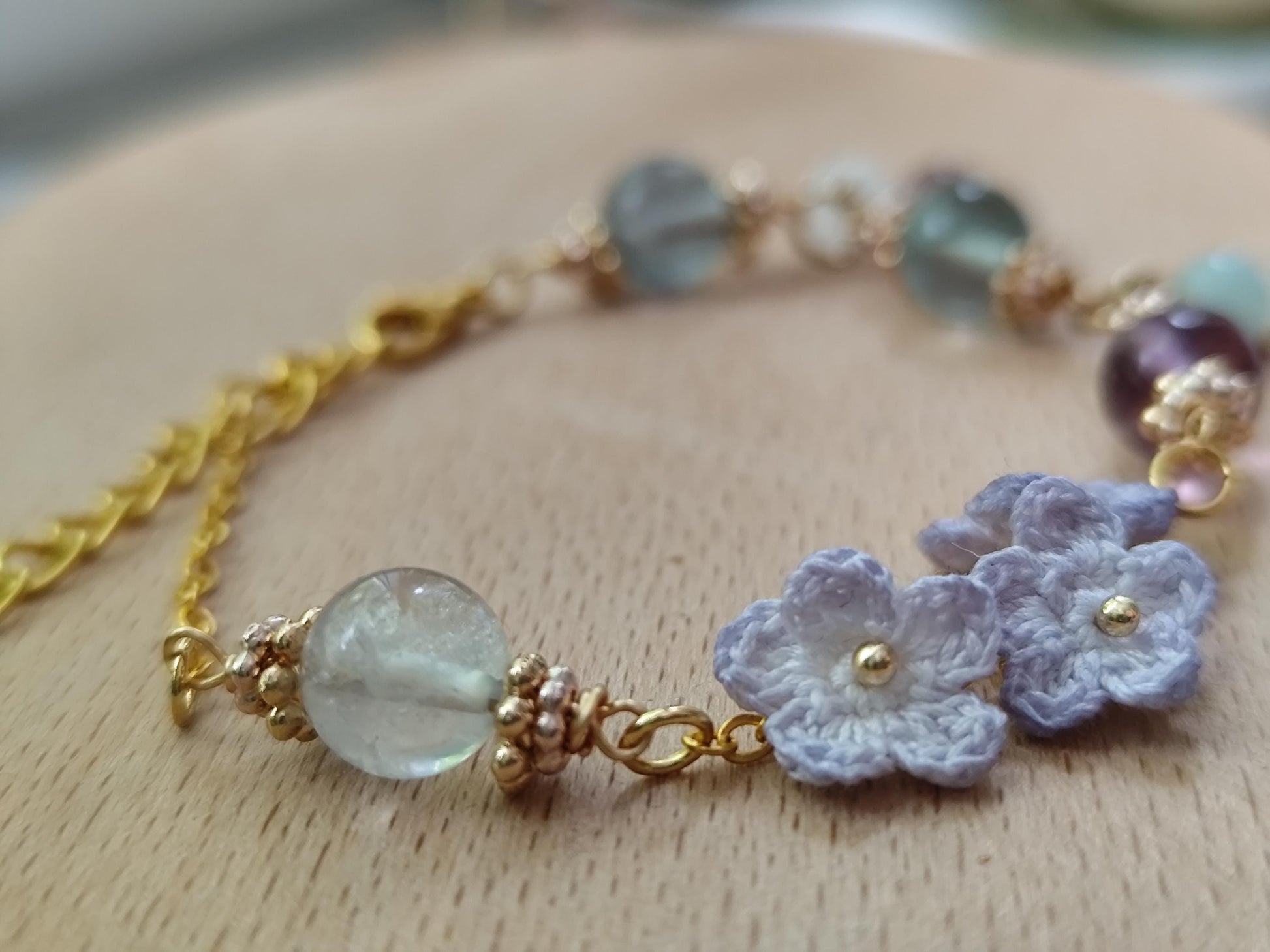 Lyriana | Handmade gemstone crochet flower bracelets