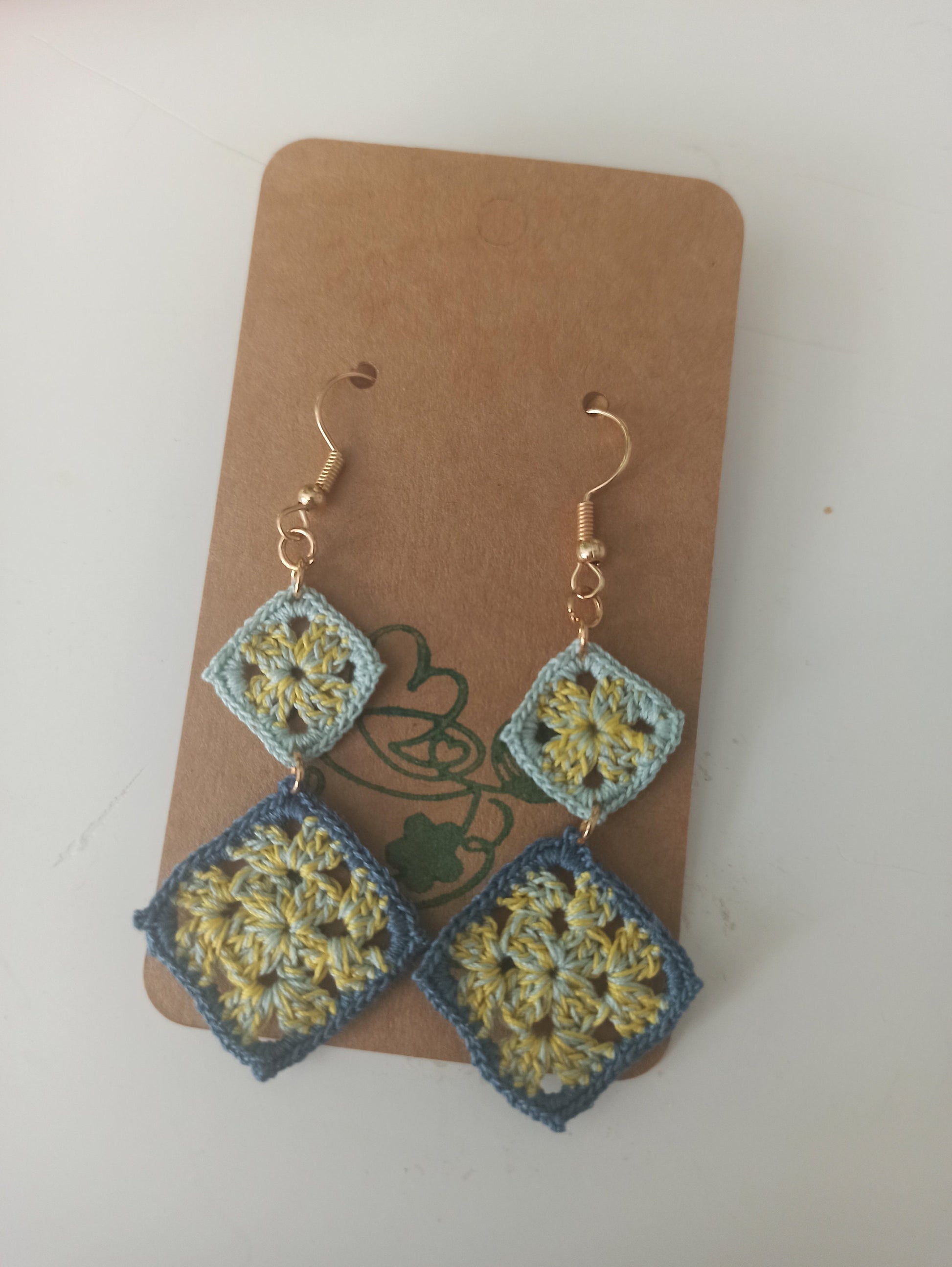 Handmade Mix Colors Granny Squares Earrings | Mix colors granny squares earrings