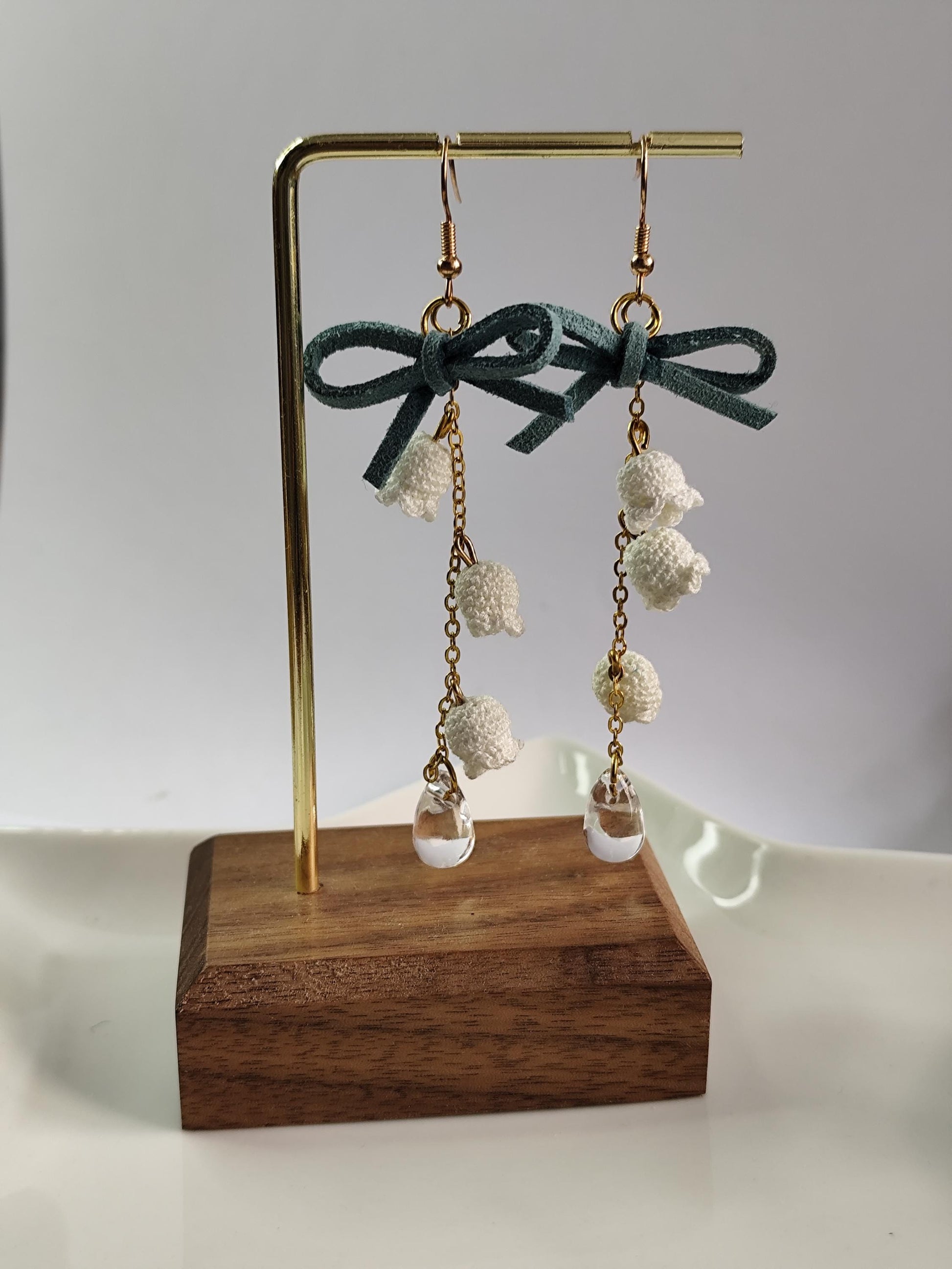 Lily of the Valley Earrings | Micro Crochet Flower Jewelry
