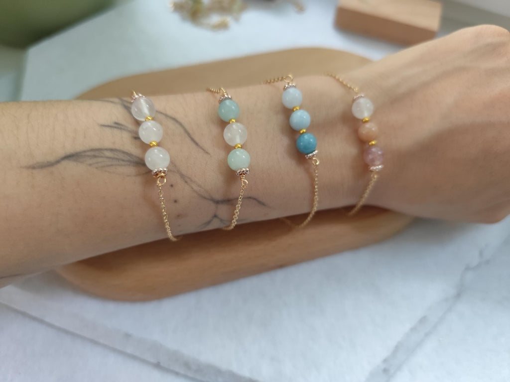 Seraphina | Handmade minimalist gemstone micro crochet bracelet | elegant | dainty