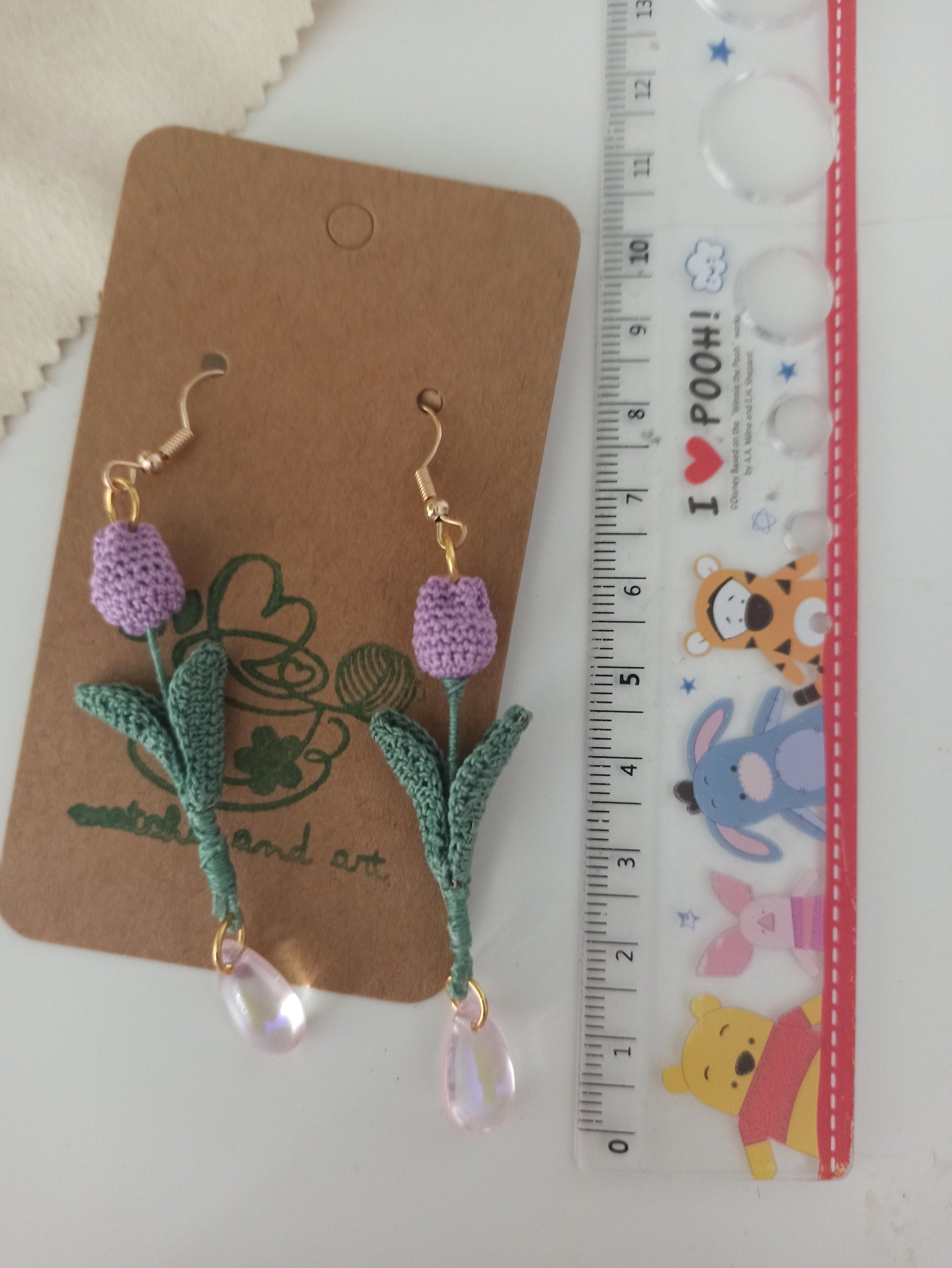 Tulip Drop Earrings | Handmade Crochet Flower Earrings | Spring Jewelry Gift for Her | Dainty Floral Earrings Boho Style
