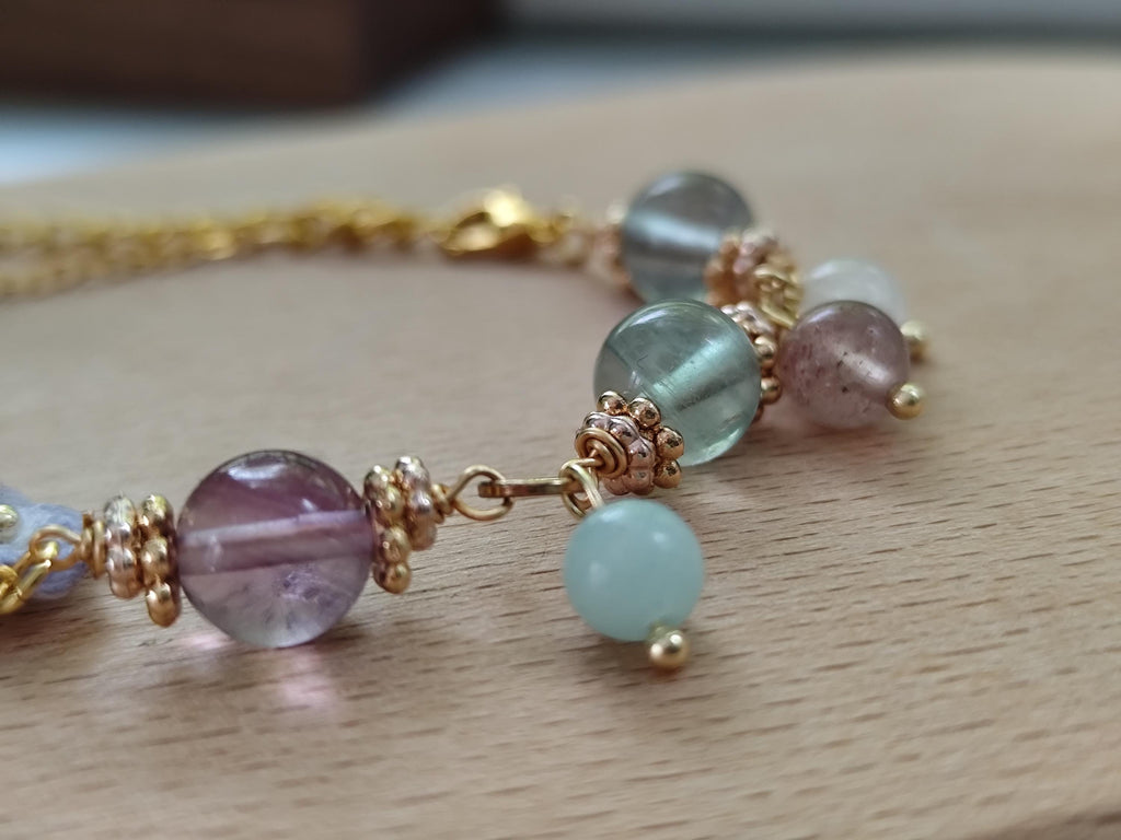 Lyriana | Handmade gemstone crochet flower bracelets