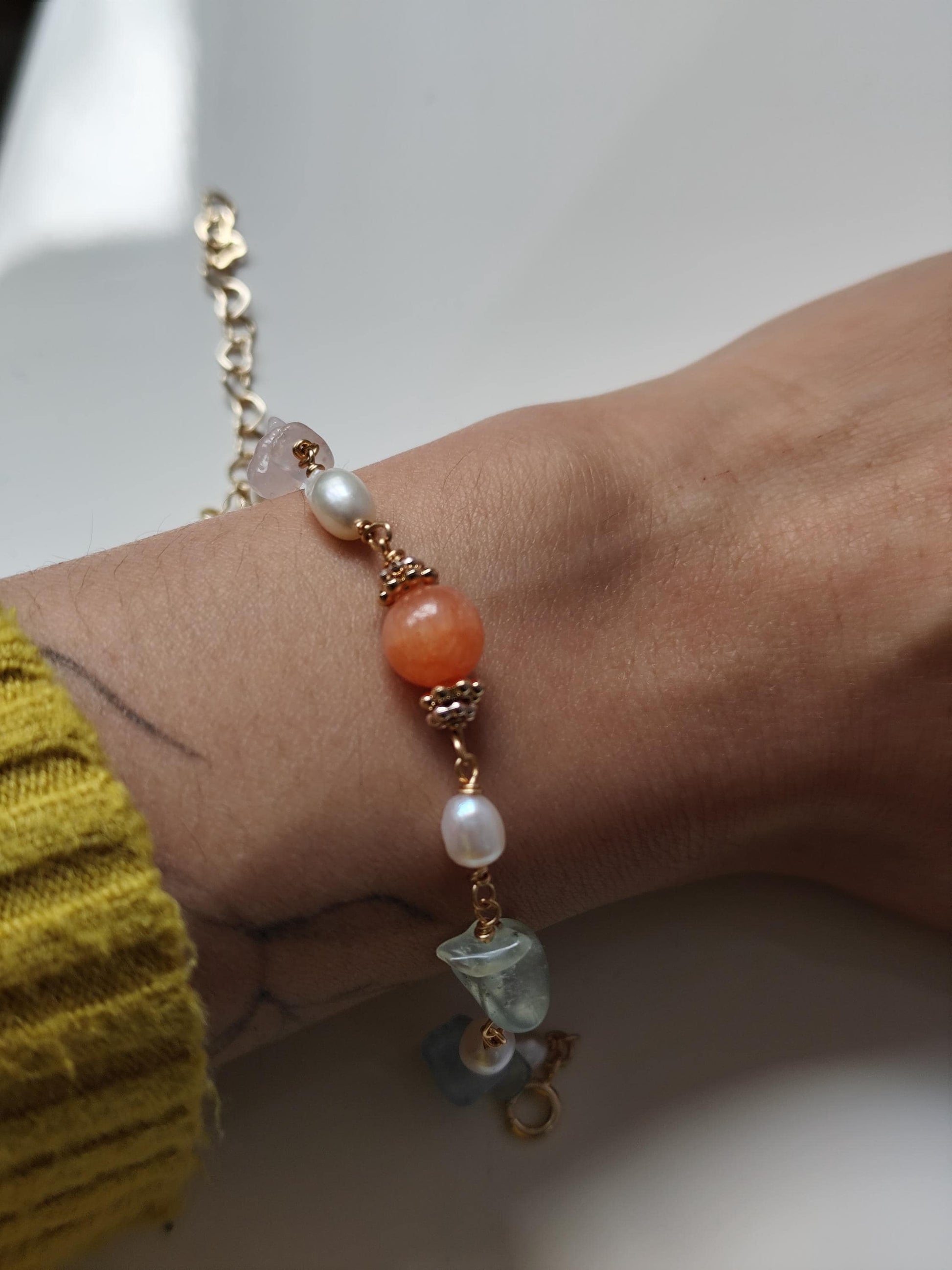 freshwater pearl and gemstone bracelet | summer jewelry| elegant