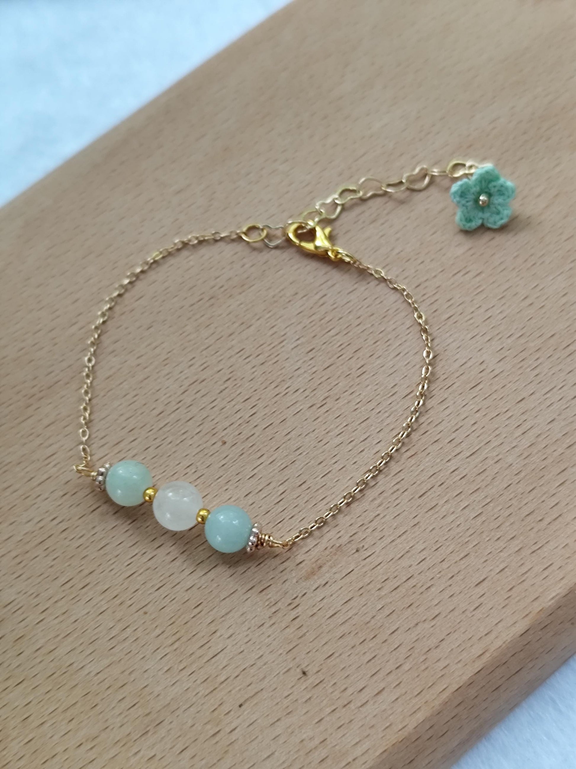 Seraphina | Handmade minimalist gemstone micro crochet bracelet | elegant | dainty