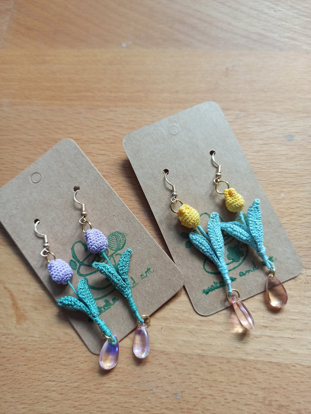 Tulip Drop Earrings | Handmade Crochet Flower Earrings | Spring Jewelry Gift for Her | Dainty Floral Earrings Boho Style