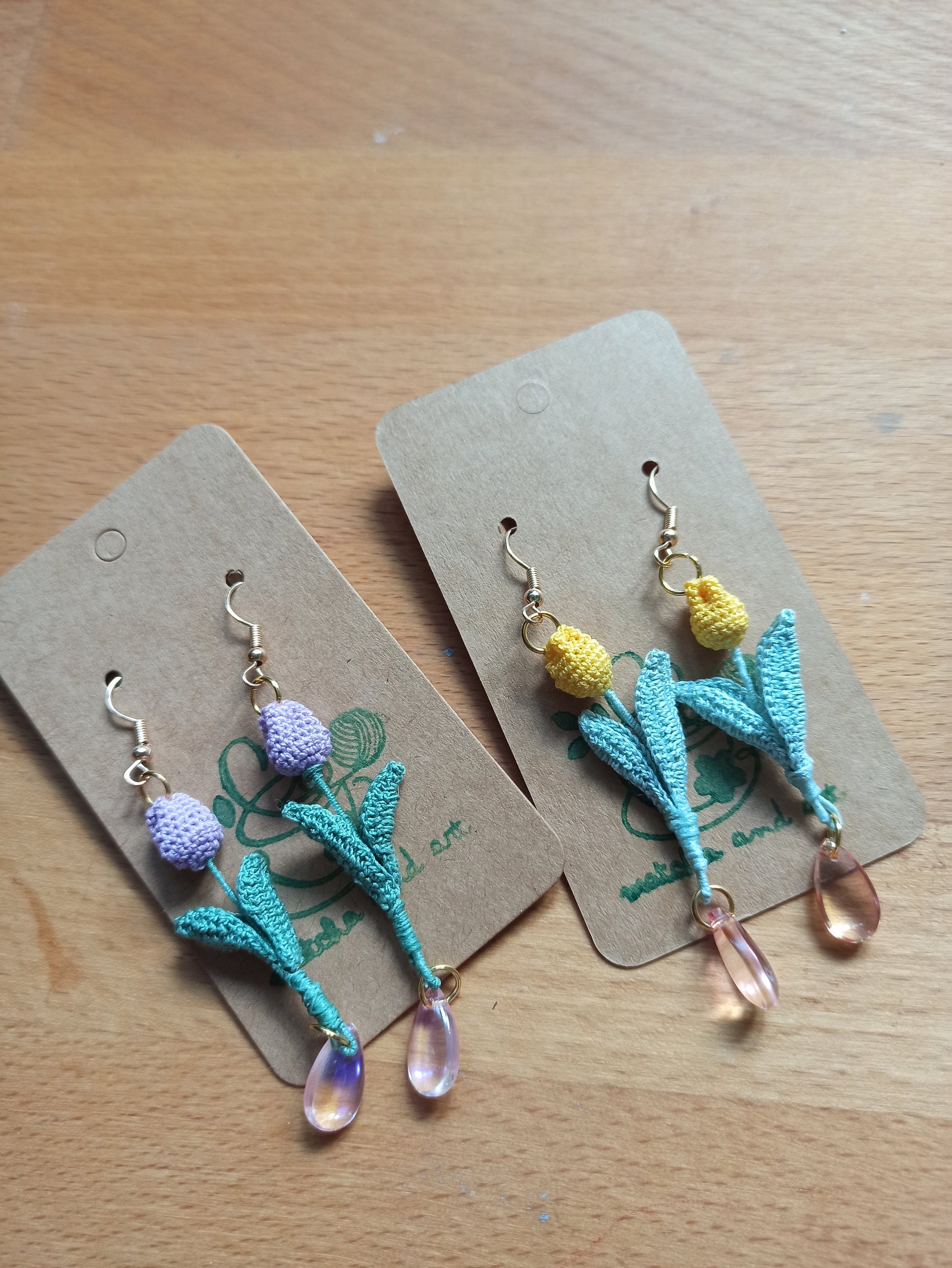 Tulip Drop Earrings | Handmade Crochet Flower Earrings | Spring Jewelry Gift for Her | Dainty Floral Earrings Boho Style