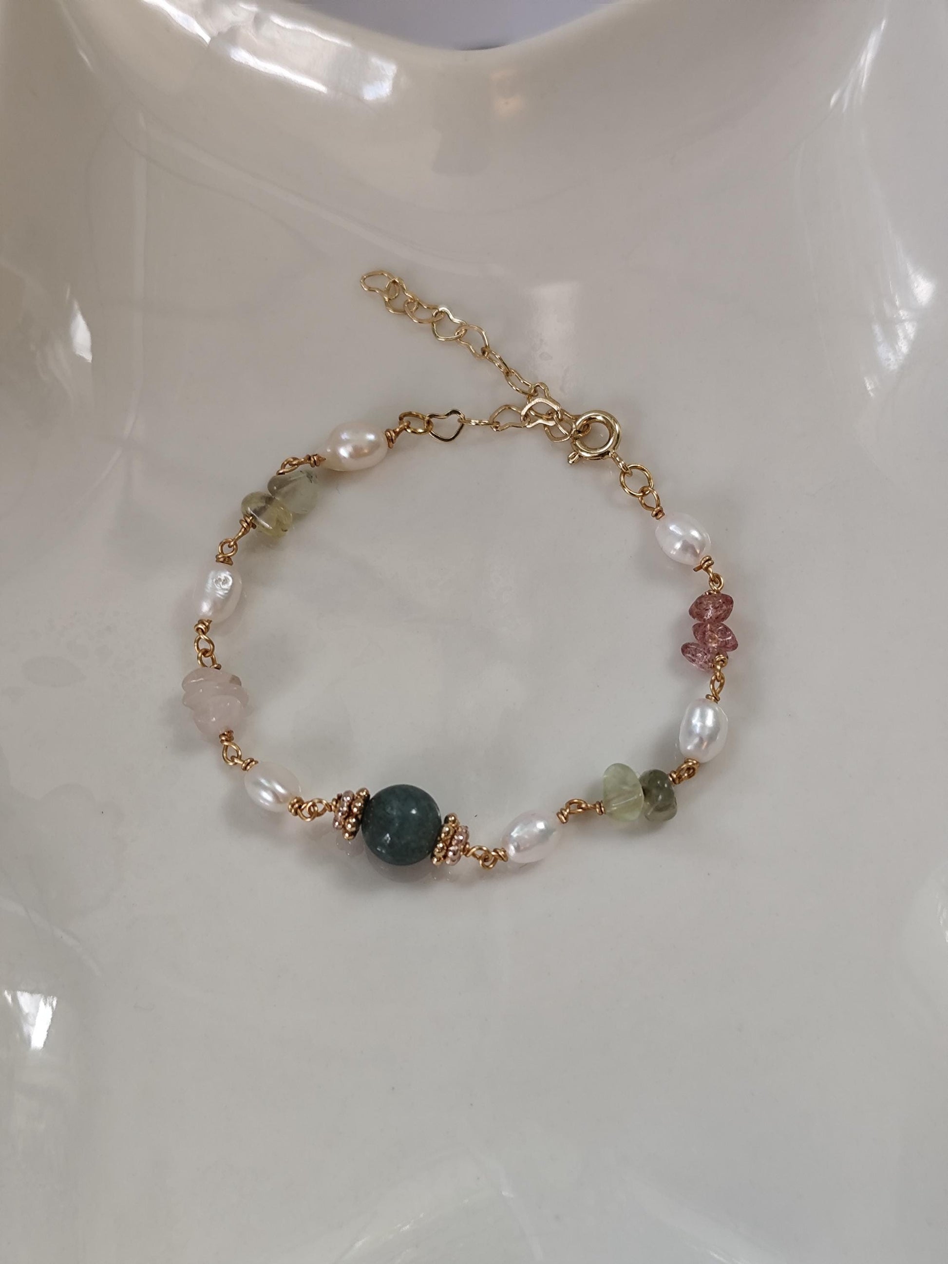 freshwater pearl and gemstone bracelet | summer jewelry| elegant