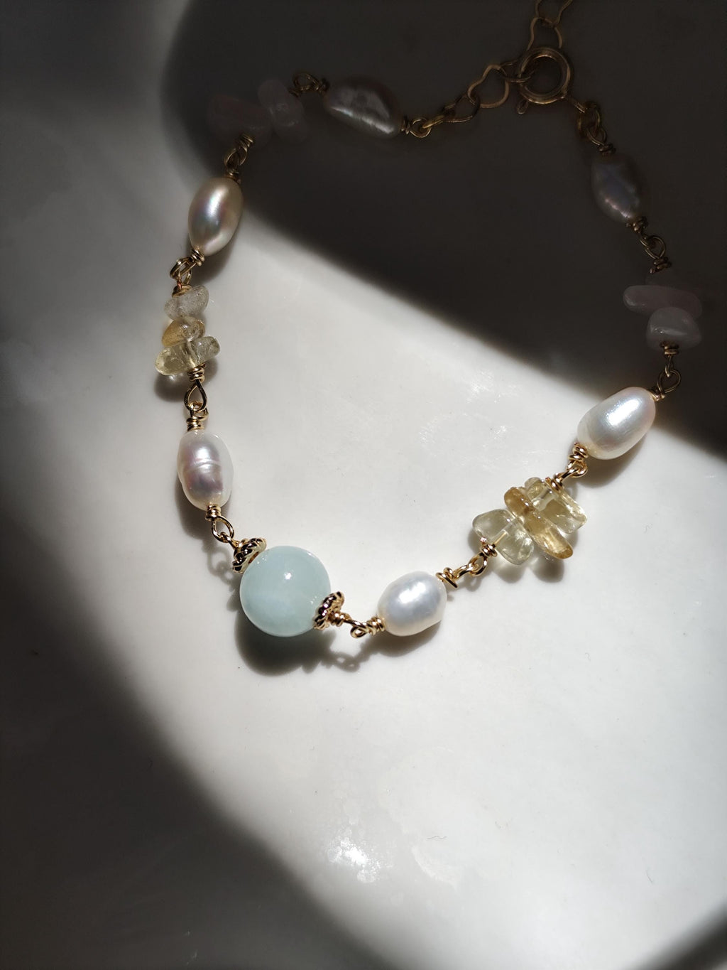 freshwater pearl and gemstone bracelet | summer jewelry| elegant
