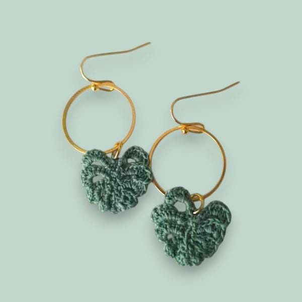Boho monstera micro crochet earrings | nature inspired jewelry