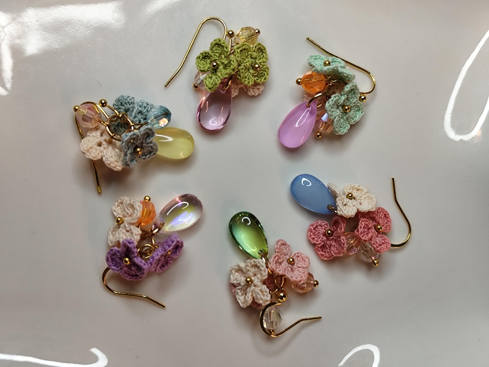 Pastel Micro Crocheted Earrings | Dainty Small Flower Drops