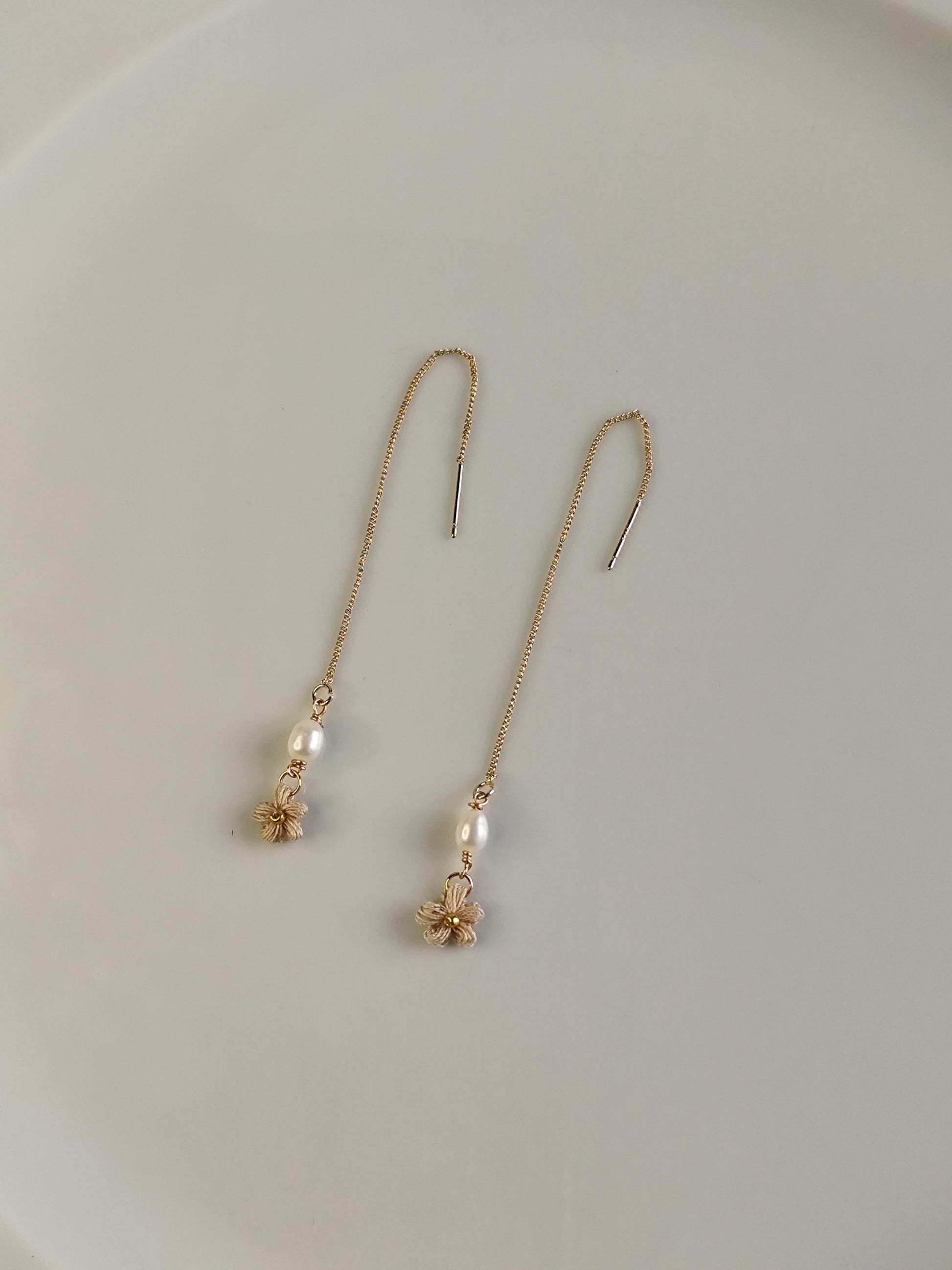 Tiny Puff Flower Earrings | Micro Crochet Floral Jewelry