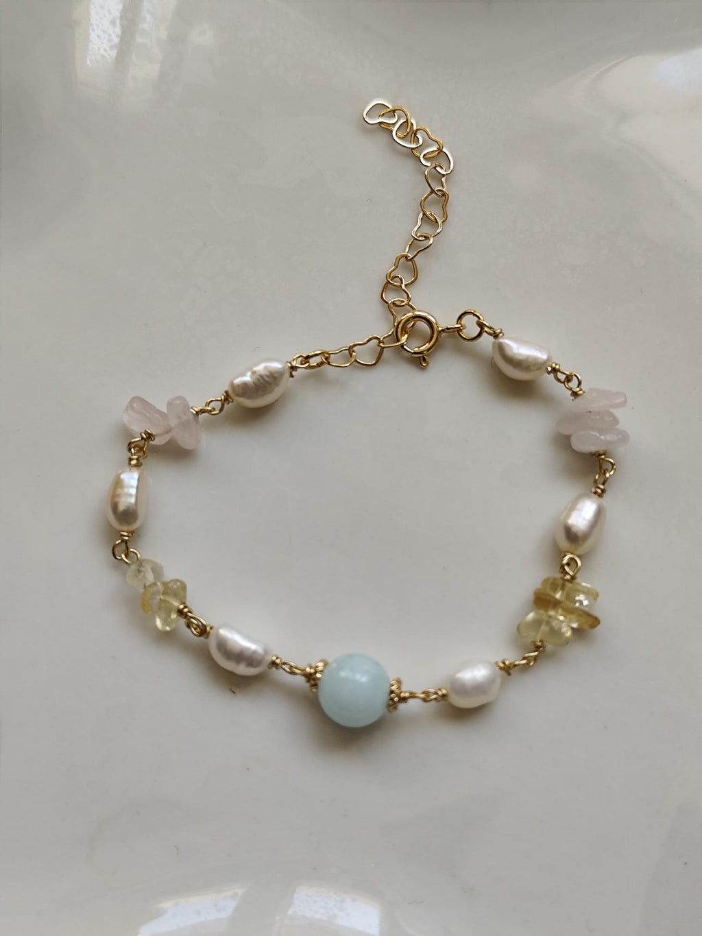 freshwater pearl and gemstone bracelet | summer jewelry| elegant