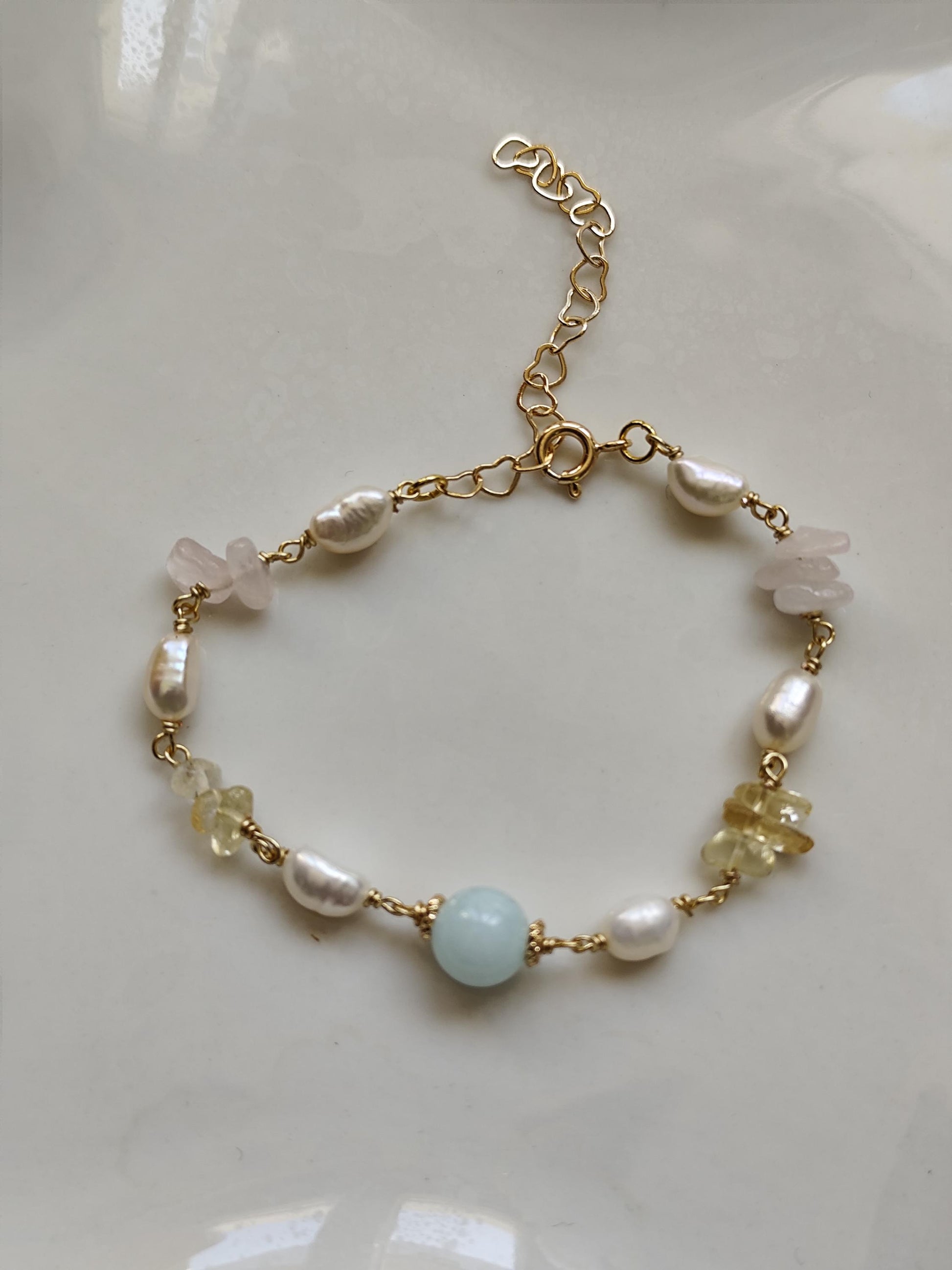 freshwater pearl and gemstone bracelet | summer jewelry| elegant