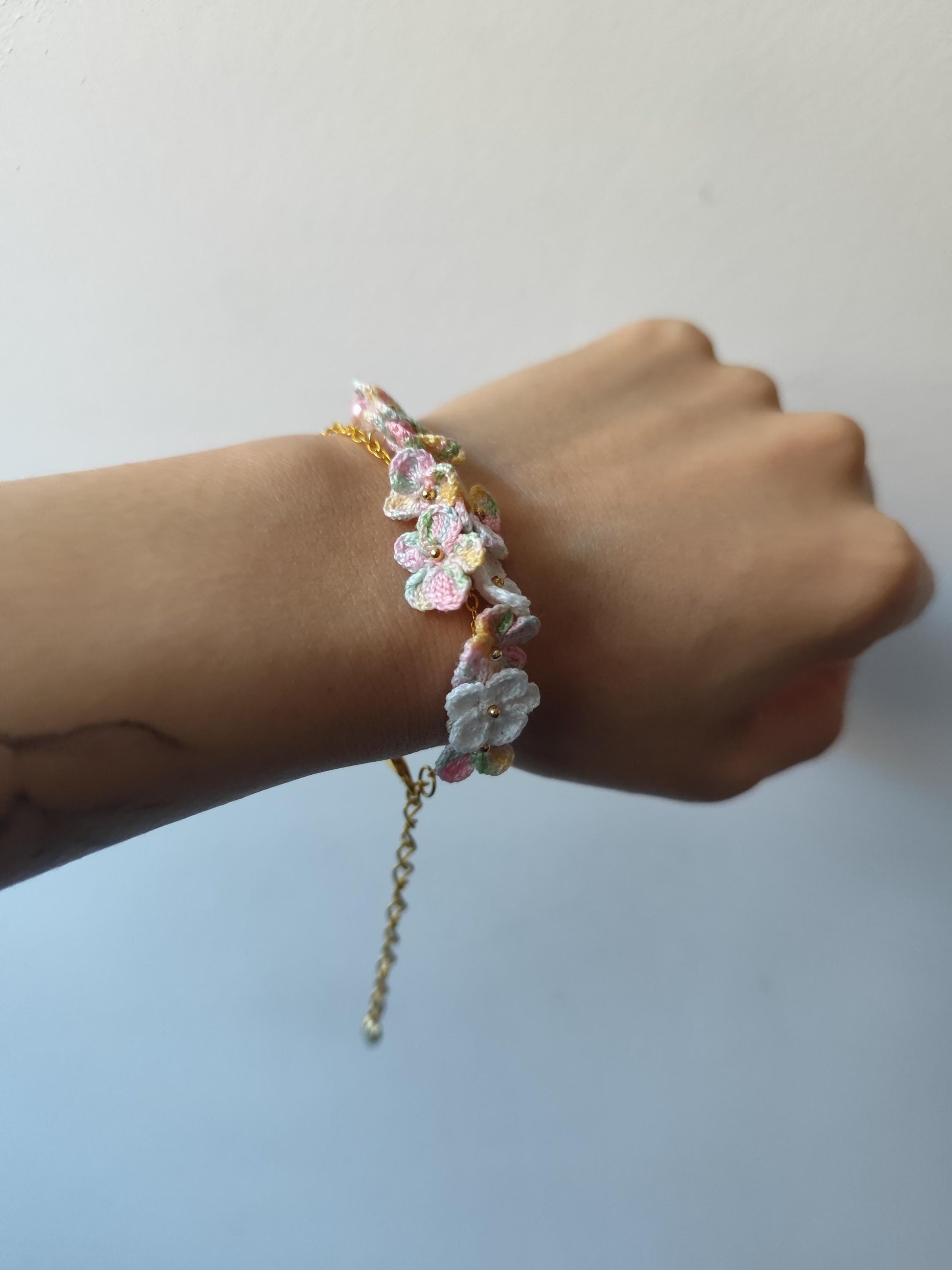 Micro Crochet Small Flower Bracelet | Handmade Floral Jewelry | Unique Gift | Valentine's Day | Spring vibe | summer jewelry