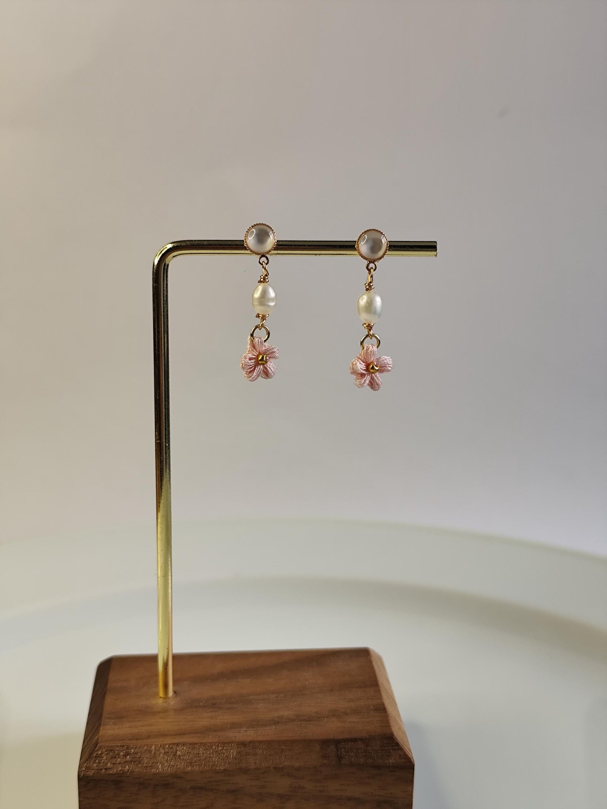 Tiny Puff Flower Earrings | Micro Crochet Floral Jewelry