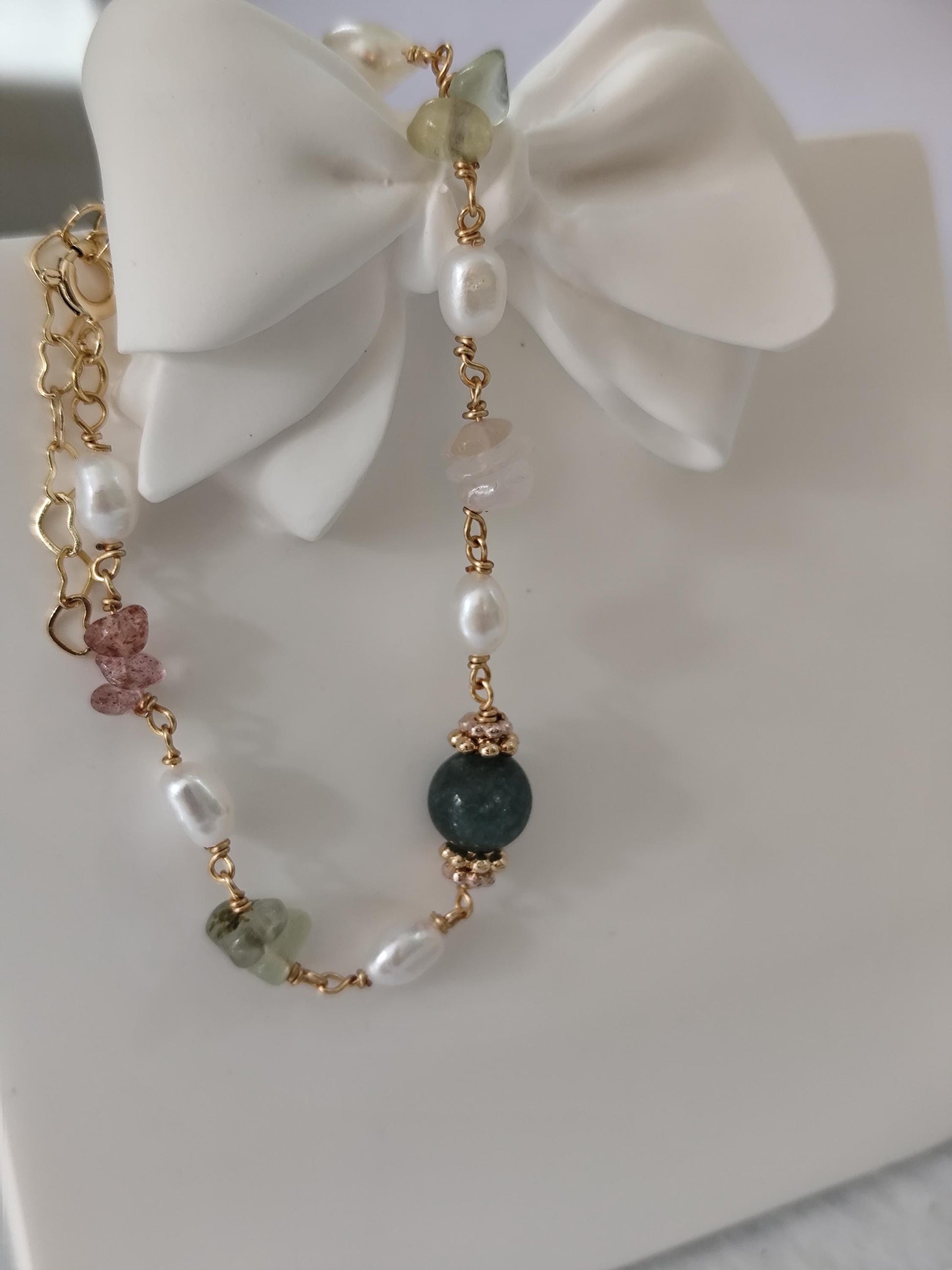 freshwater pearl and gemstone bracelet | summer jewelry| elegant