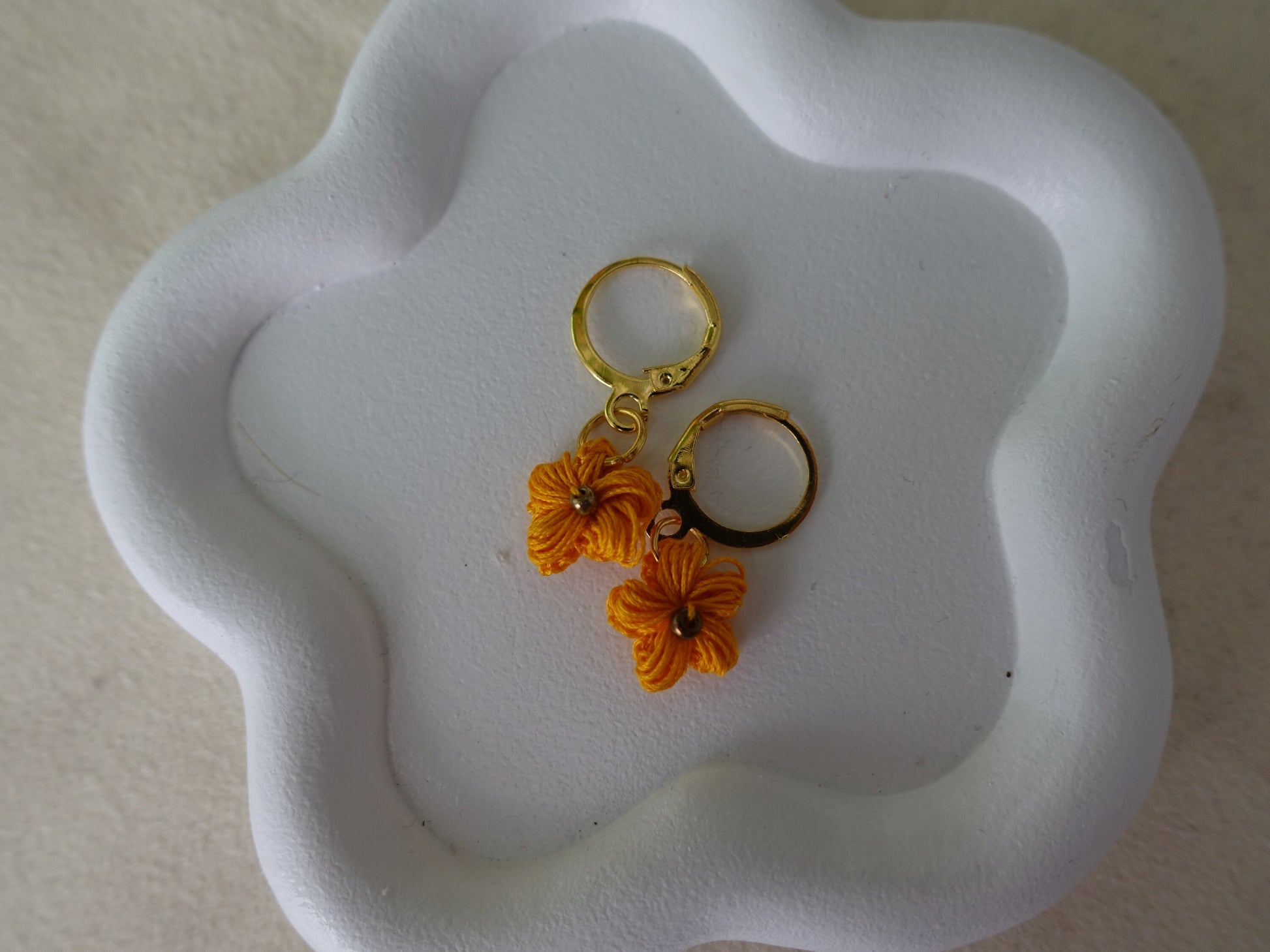 Dainty micro crochet flower earrings