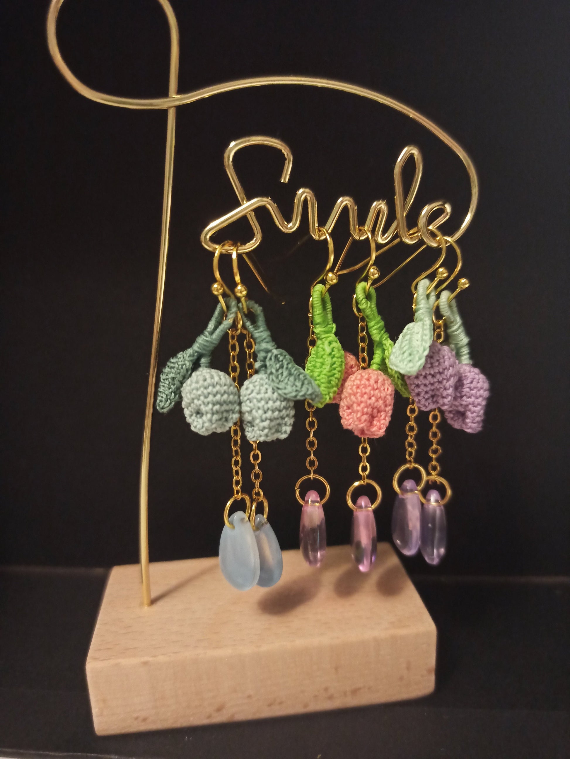 Mini handmade tulip crochet earrings