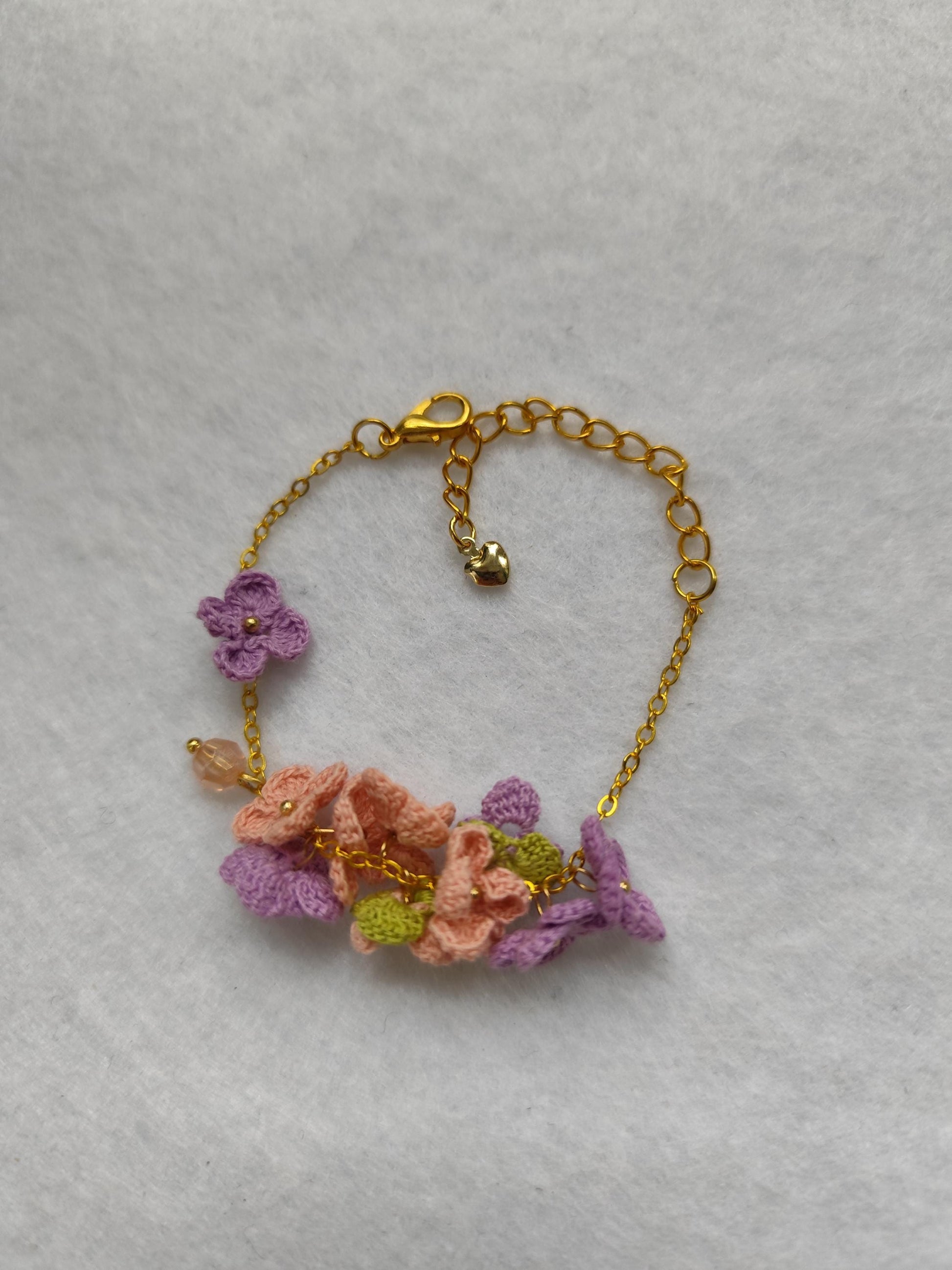 Micro Crochet Small Flower Bracelet | Handmade Floral Jewelry | Unique Gift | Valentine's Day | Spring vibe | summer jewelry