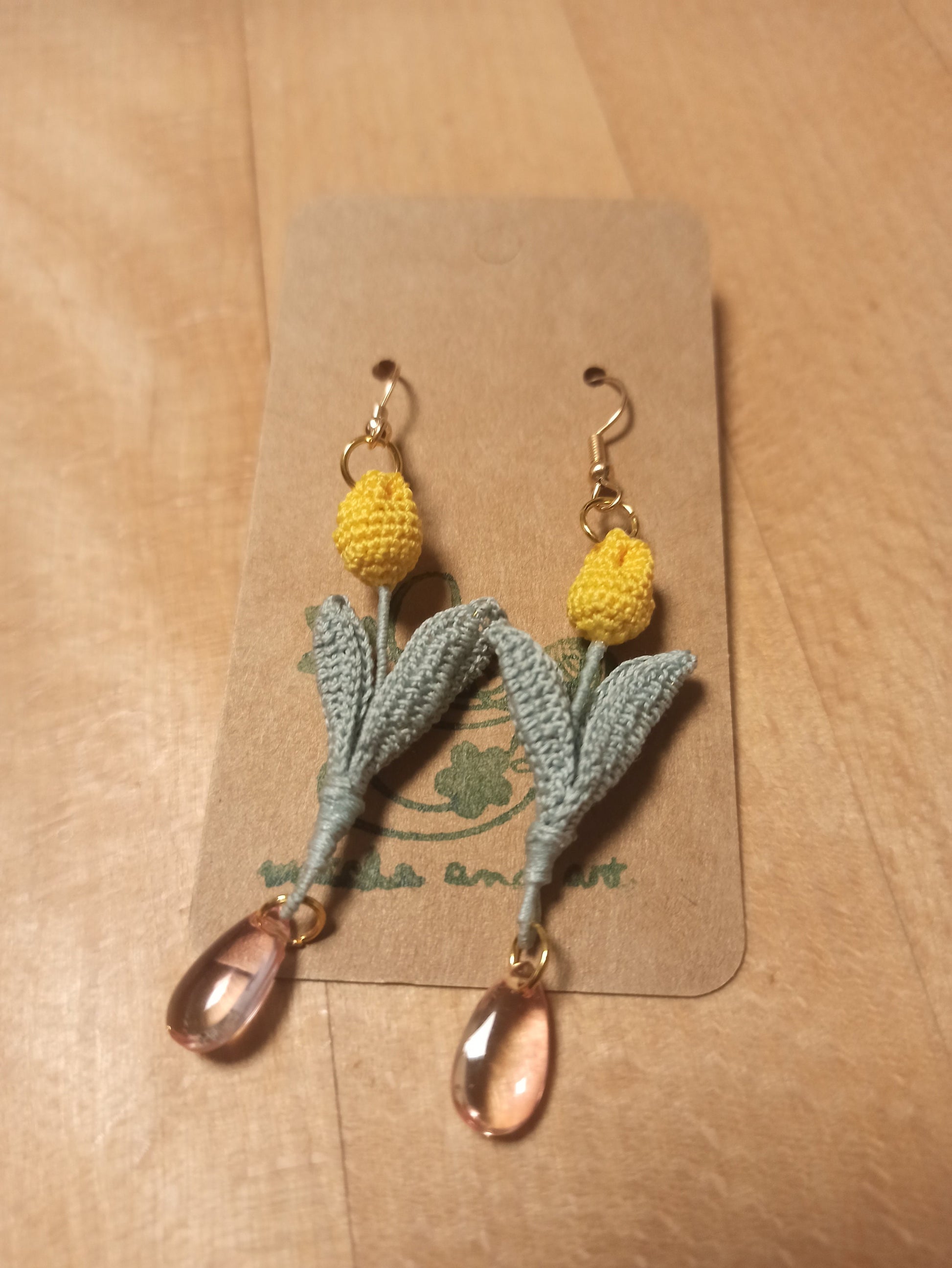 Tulip Drop Earrings | Handmade Crochet Flower Earrings | Spring Jewelry Gift for Her | Dainty Floral Earrings Boho Style