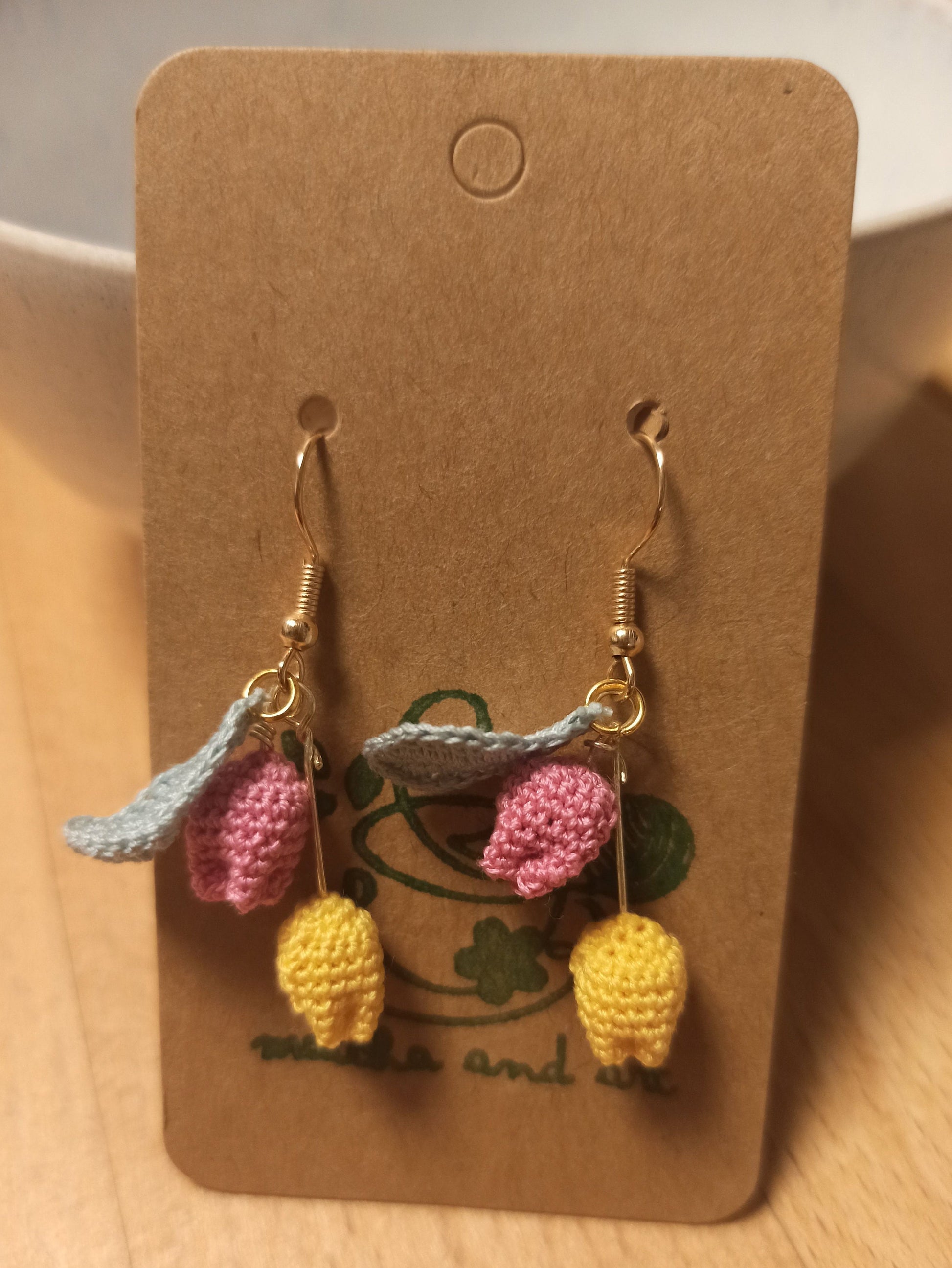Tulip Drop Earrings | Handmade Crochet Flower Earrings | Spring Jewelry Gift for Her | Dainty Floral Earrings Boho Style