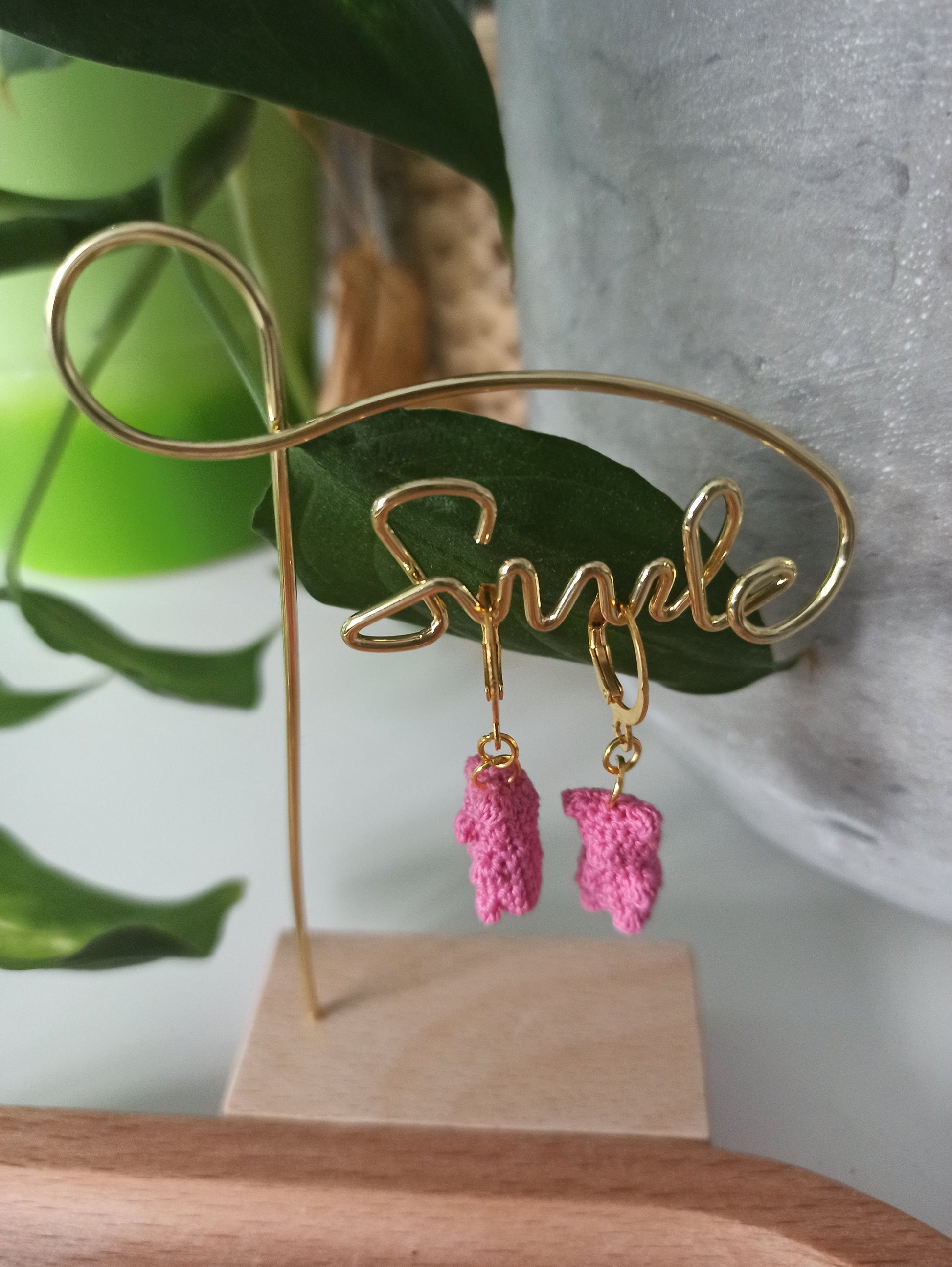 Crochet cute mini gummy bear earrings