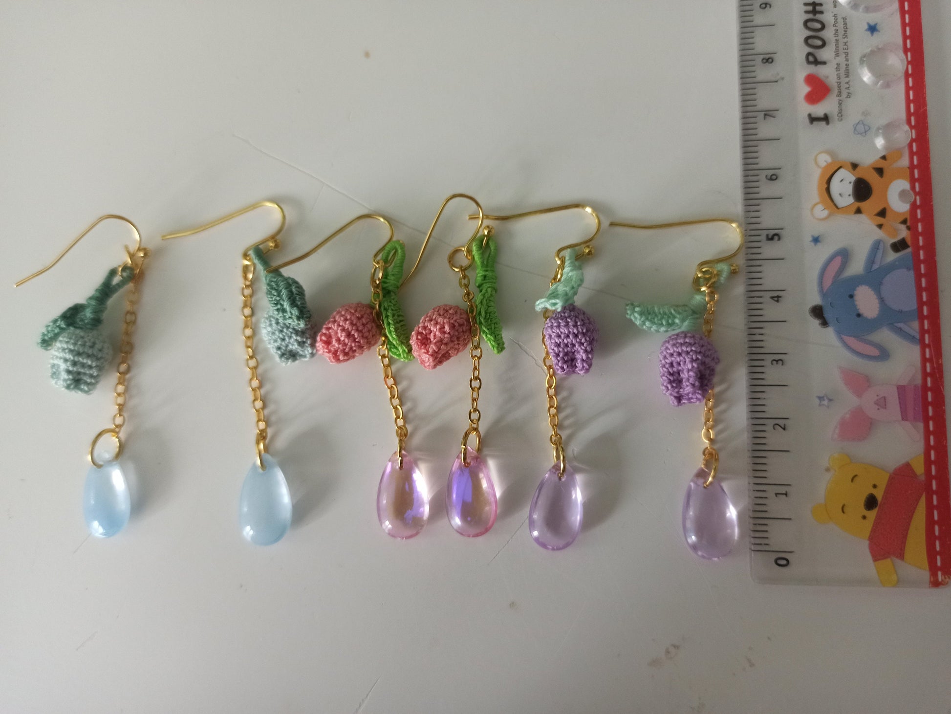 Mini handmade tulip crochet earrings