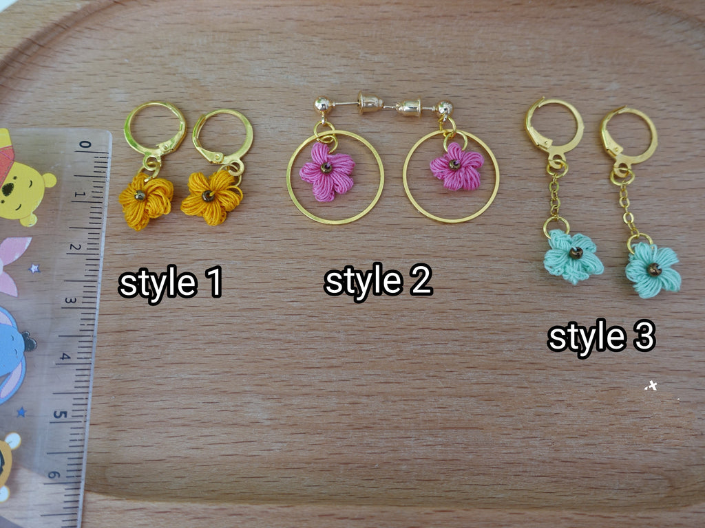 Dainty micro crochet flower earrings