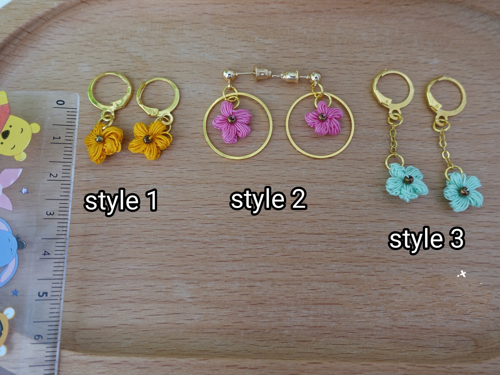 Dainty micro crochet flower earrings