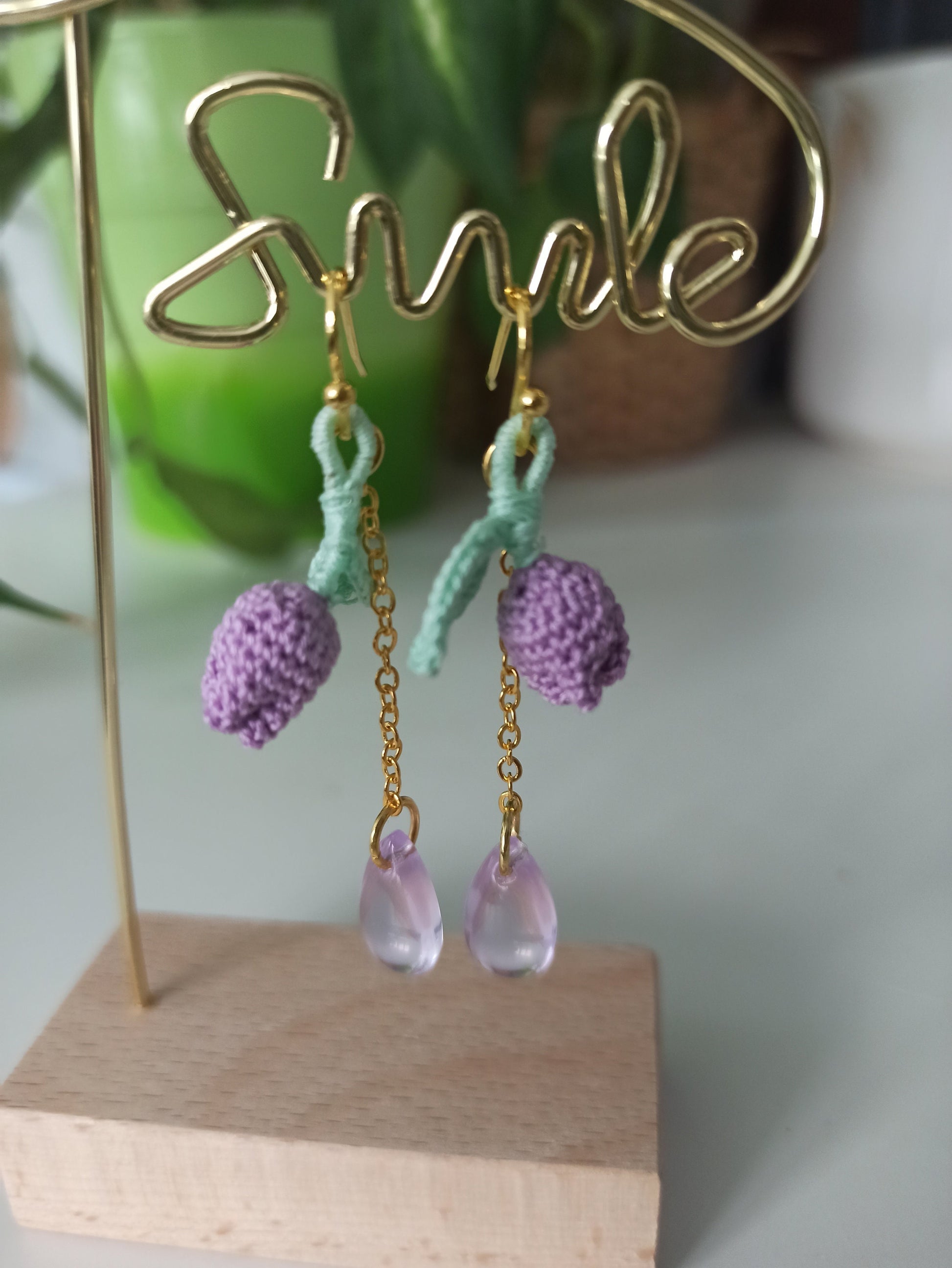 Mini handmade tulip crochet earrings