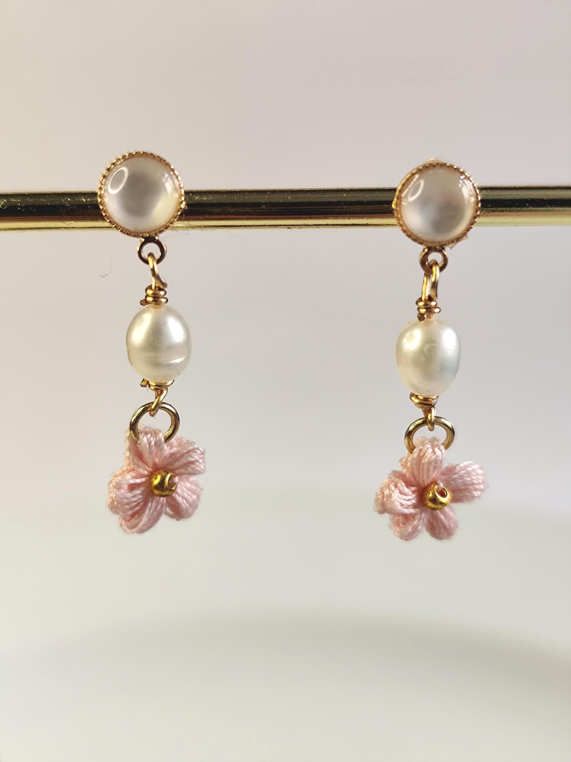 Tiny Puff Flower Earrings | Micro Crochet Floral Jewelry