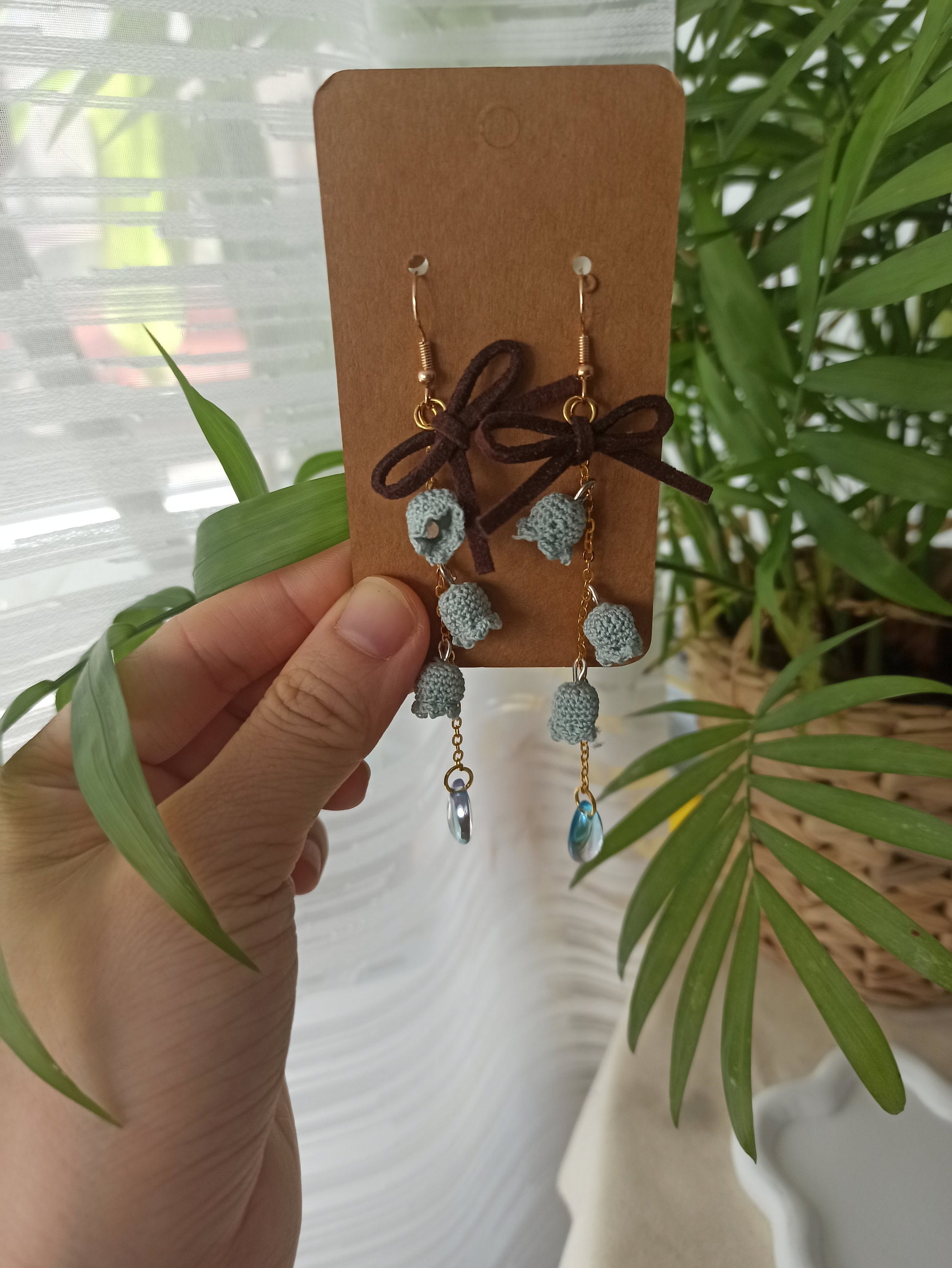 Lily of the Valley Earrings | Micro Crochet Flower Jewelry