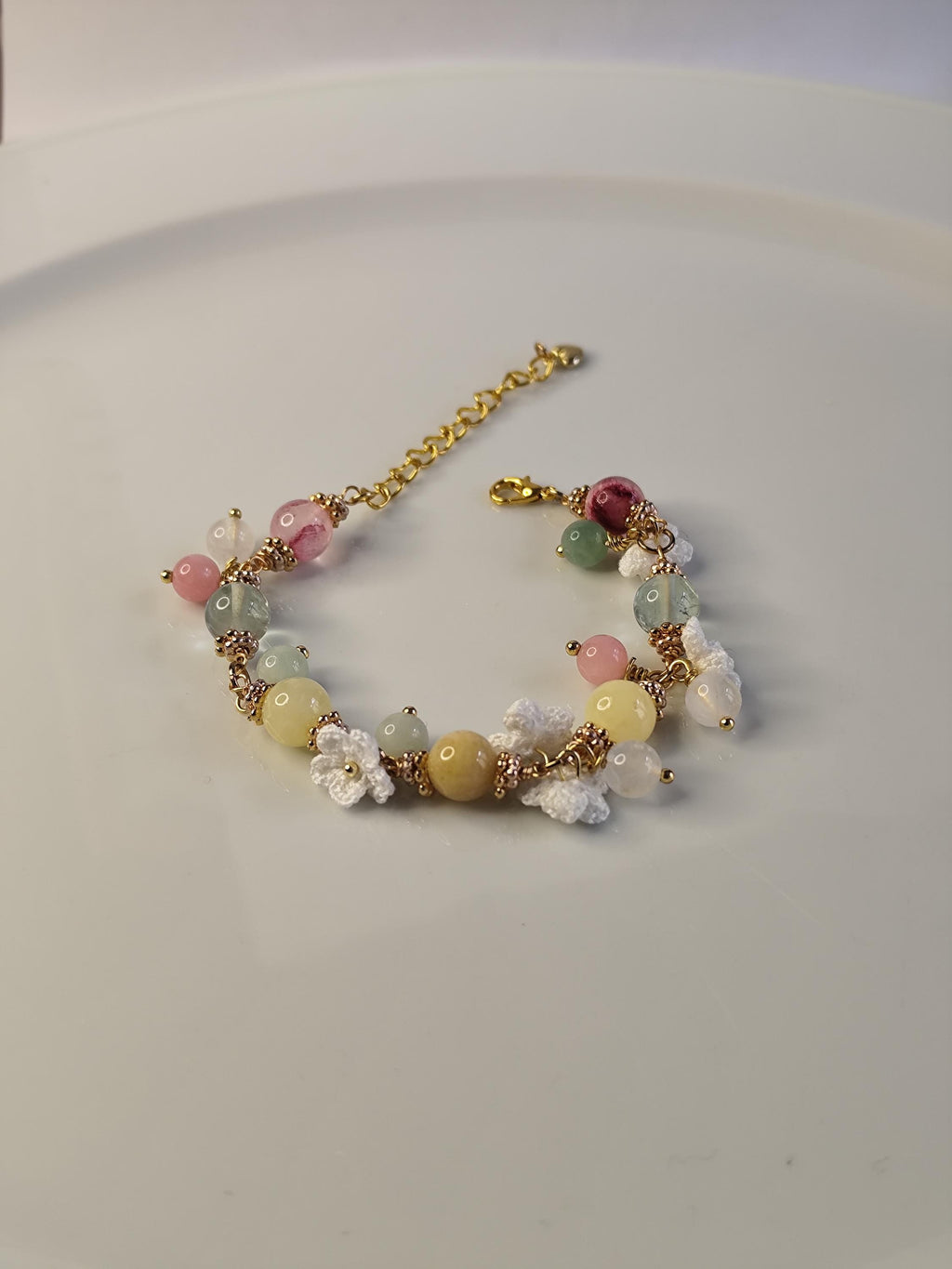 Melina | Handmade gemstone flower bracelets | Delicate crochet flower jewelry | Elegant gift for her | Romantic boho accessories