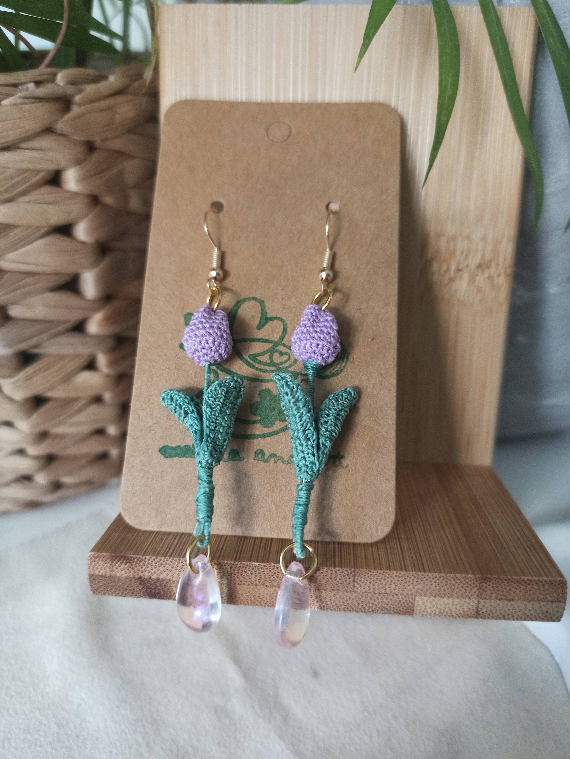 Tulip Drop Earrings | Handmade Crochet Flower Earrings | Spring Jewelry Gift for Her | Dainty Floral Earrings Boho Style