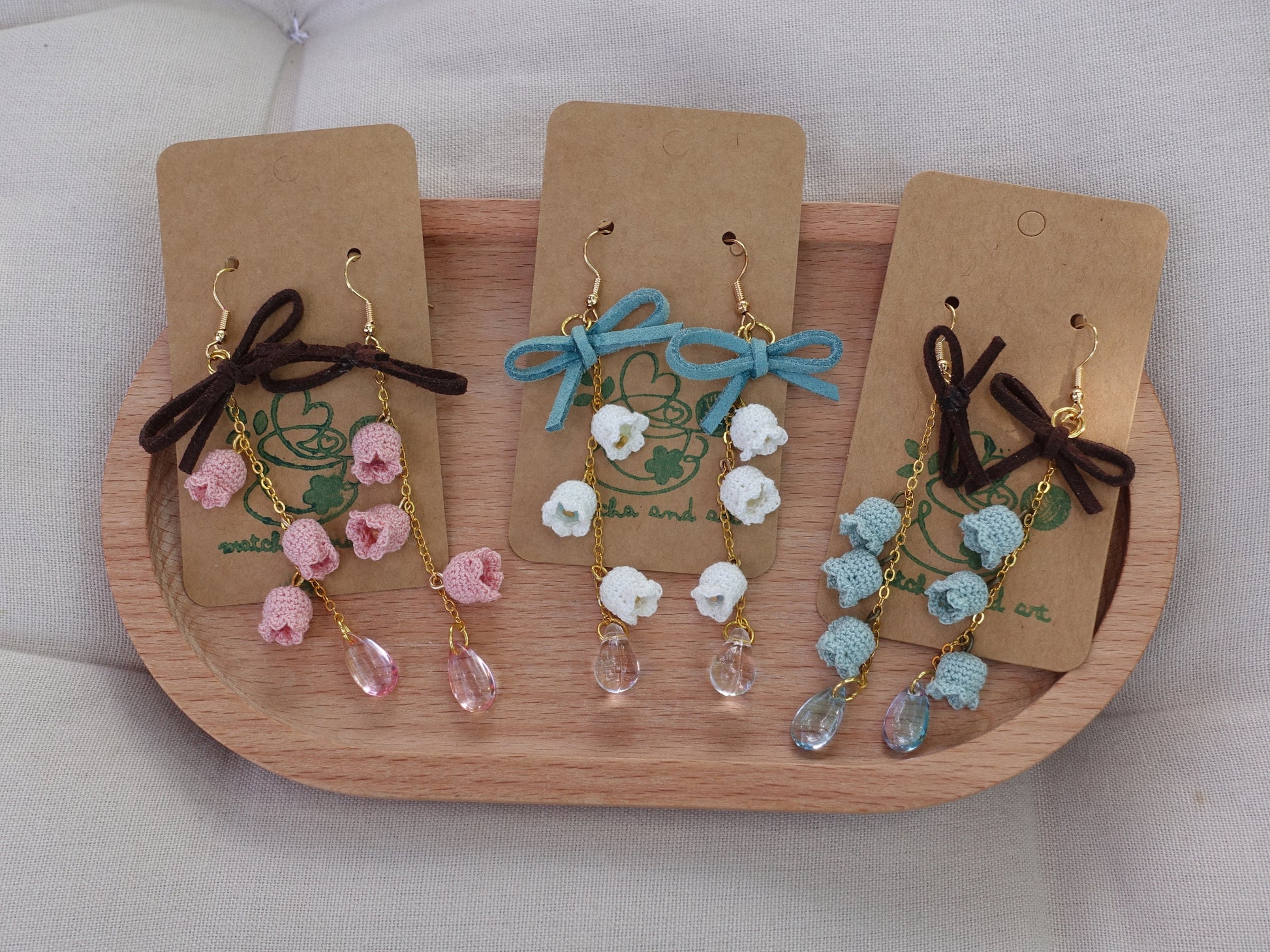 Lily of the Valley Earrings | Micro Crochet Flower Jewelry