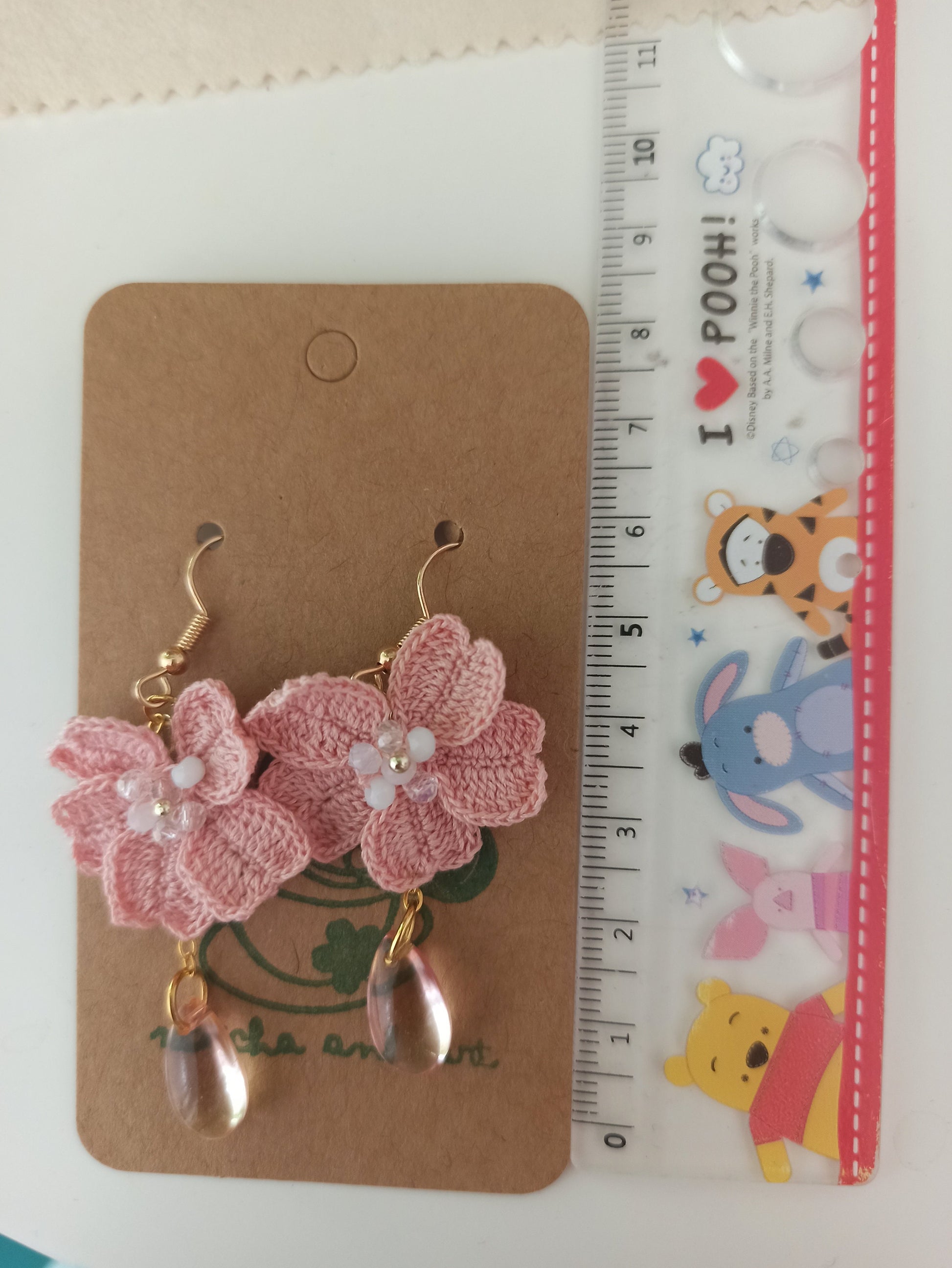 Micro Crochet Cherry Blossom Sakura Earrings | Handmade Floral Boho Jewelry | Dainty Spring Accessory | Gift for Her
