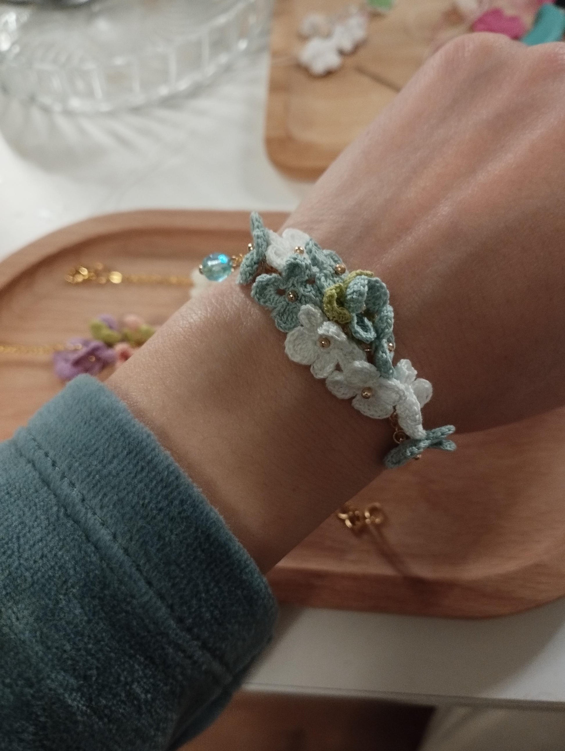 Micro Crochet Small Flower Bracelet | Handmade Floral Jewelry | Unique Gift | Valentine's Day | Spring vibe | summer jewelry
