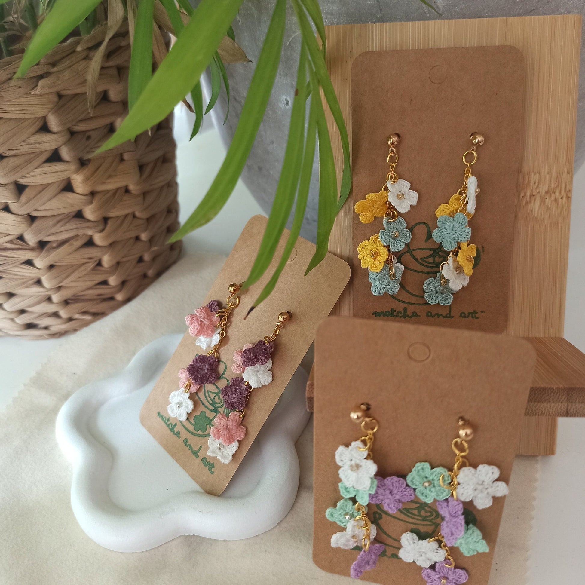 Handmade Colorful Crochet Floral Earrings | Personalized Picks for Every Outfit | Fun Gift Idea | personalized gift | summer flower earrings