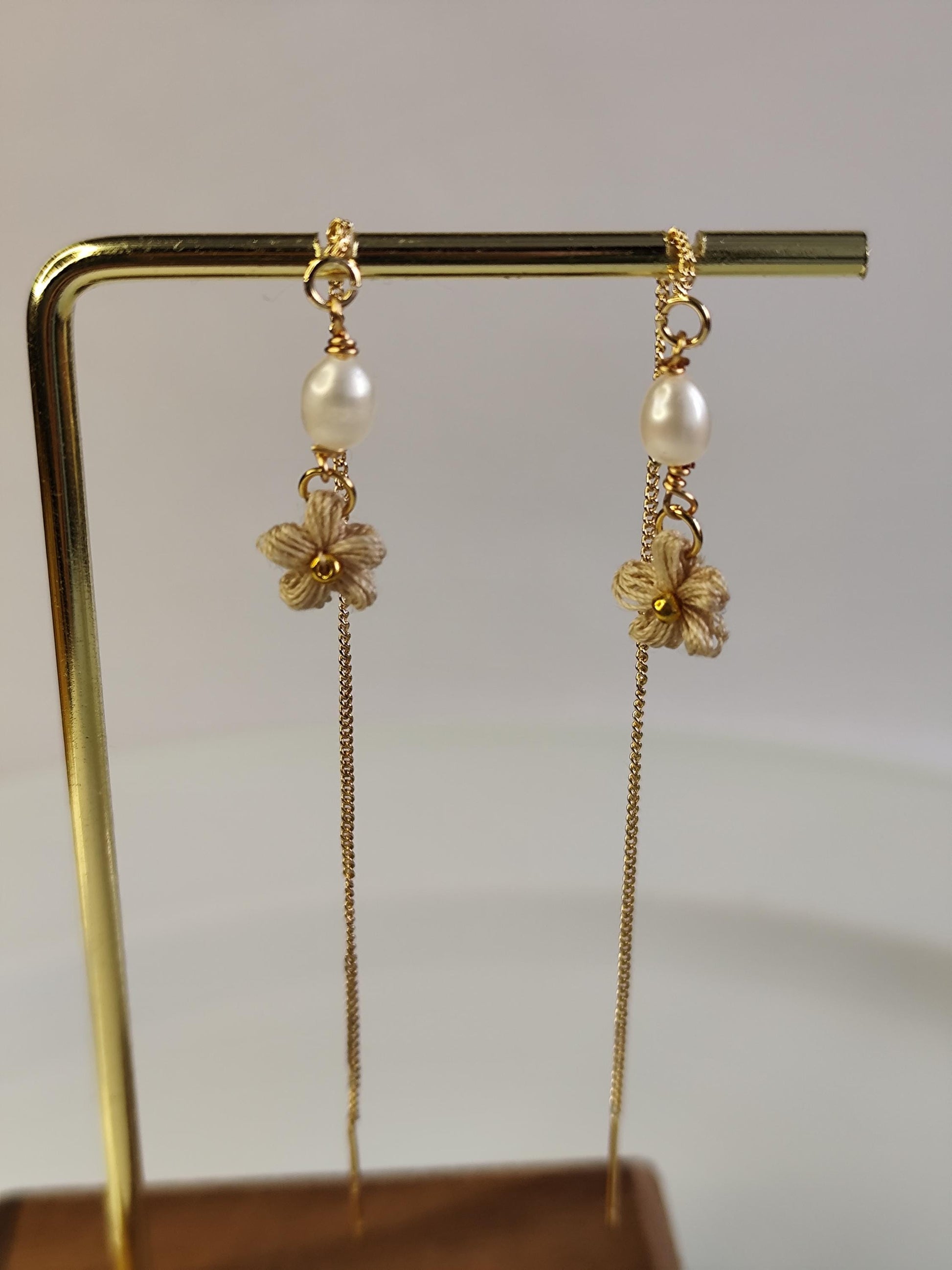Tiny Puff Flower Earrings | Micro Crochet Floral Jewelry