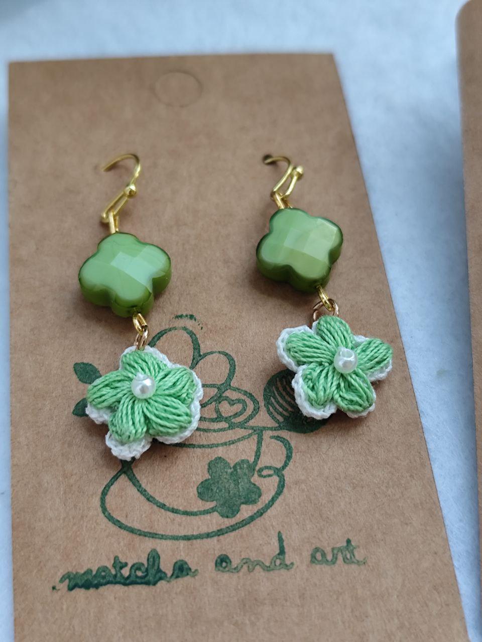 Puff flowers earrings with different style | Ribbon, simple, Pearl dangles