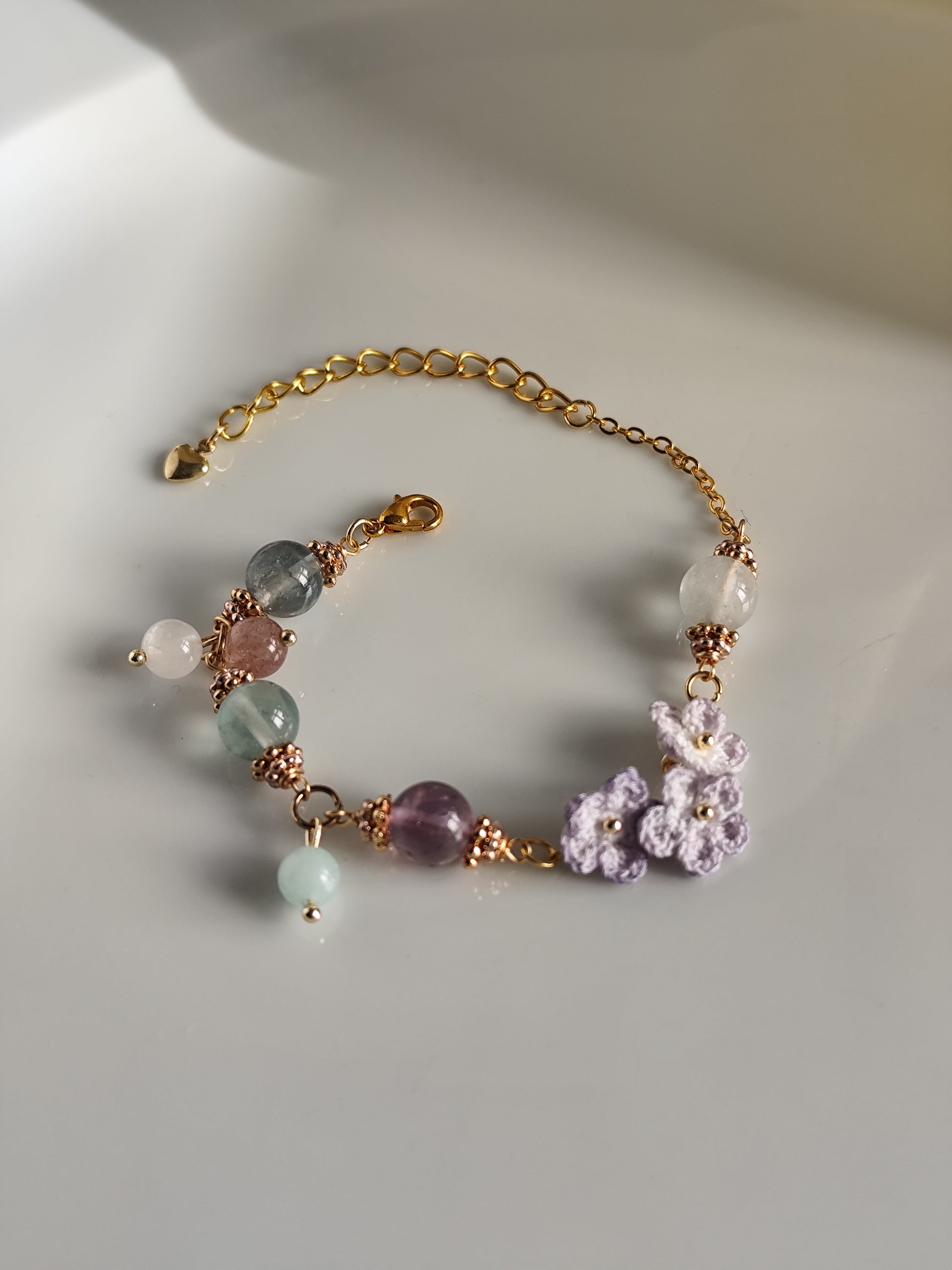 Lyriana | Handmade gemstone crochet flower bracelets