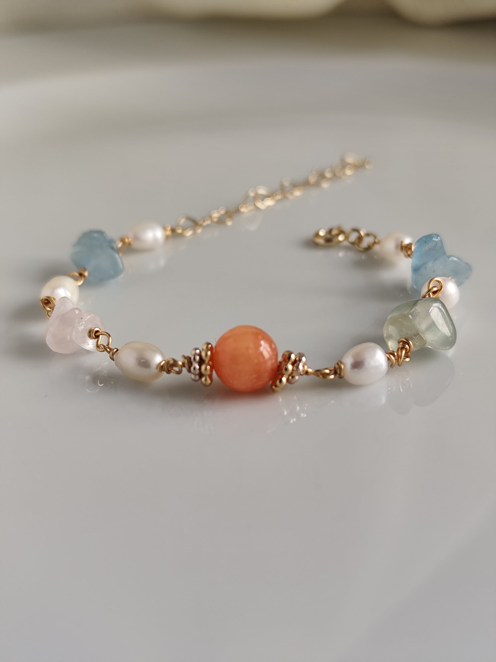 freshwater pearl and gemstone bracelet | summer jewelry| elegant